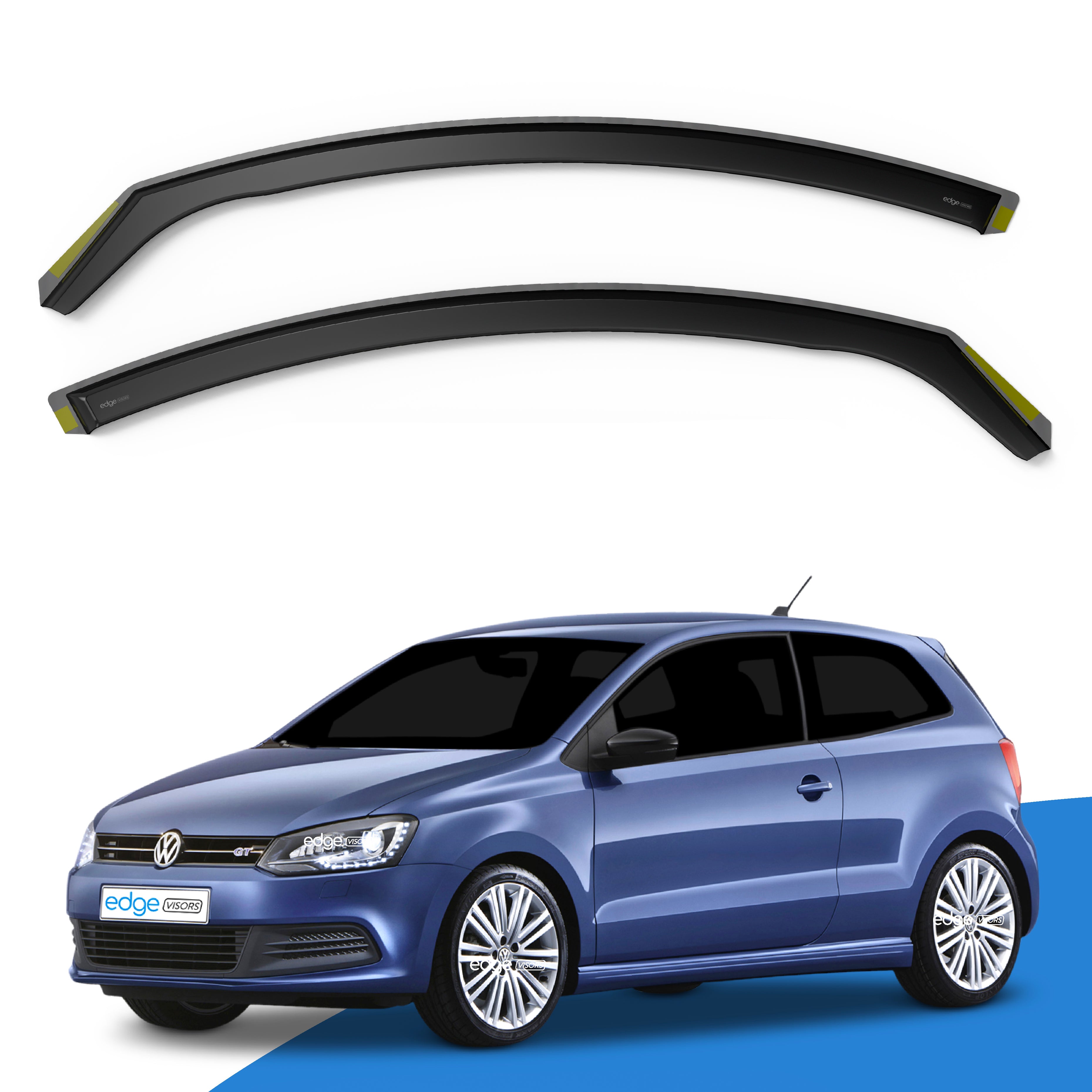 VW Polo MK5 6R / 6C 2009-2017 3 Door Hatchback Wind Deflectors 2pc