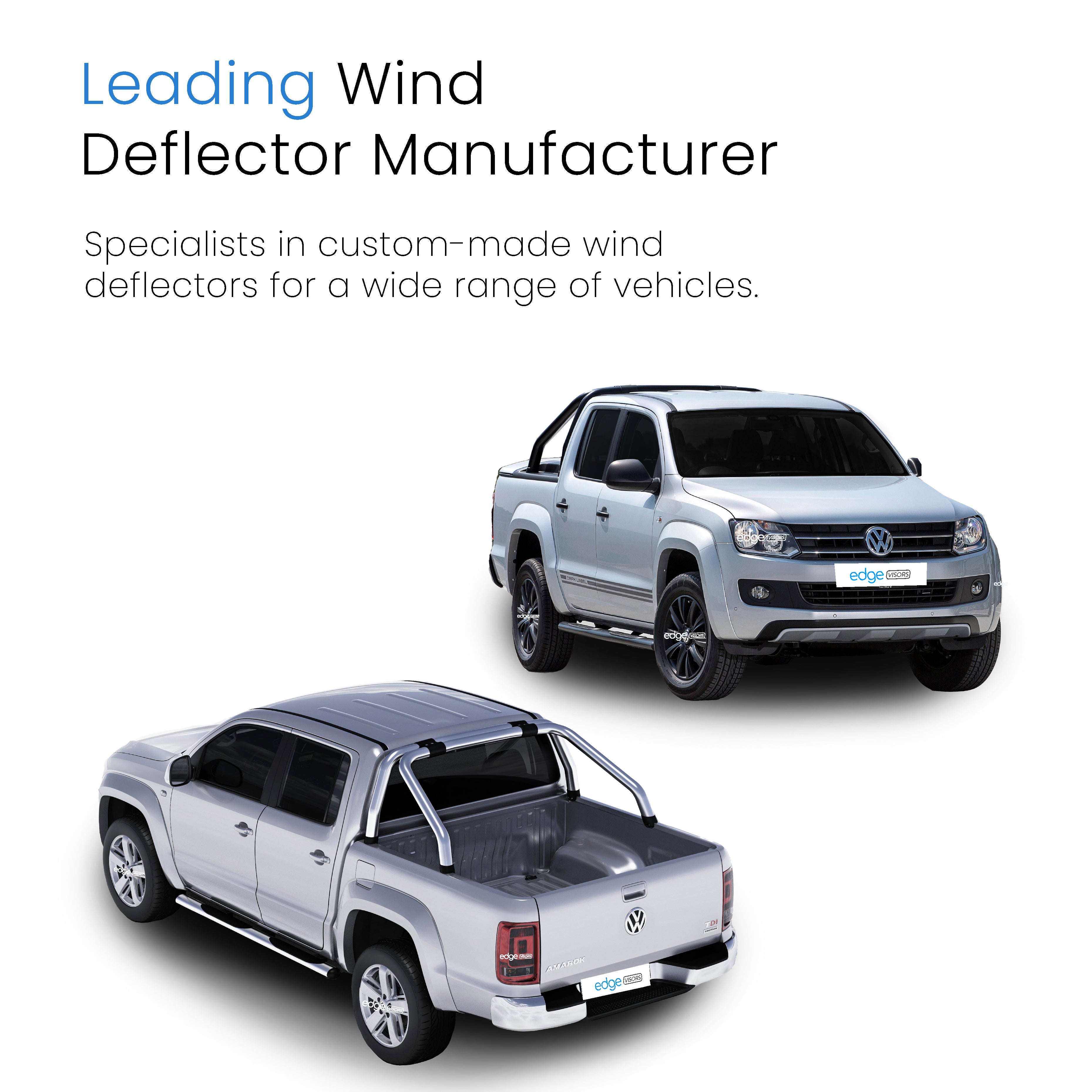 VW Amarok MK1 2009-2022 4 Door Pick-up Wind Deflectors 4pc