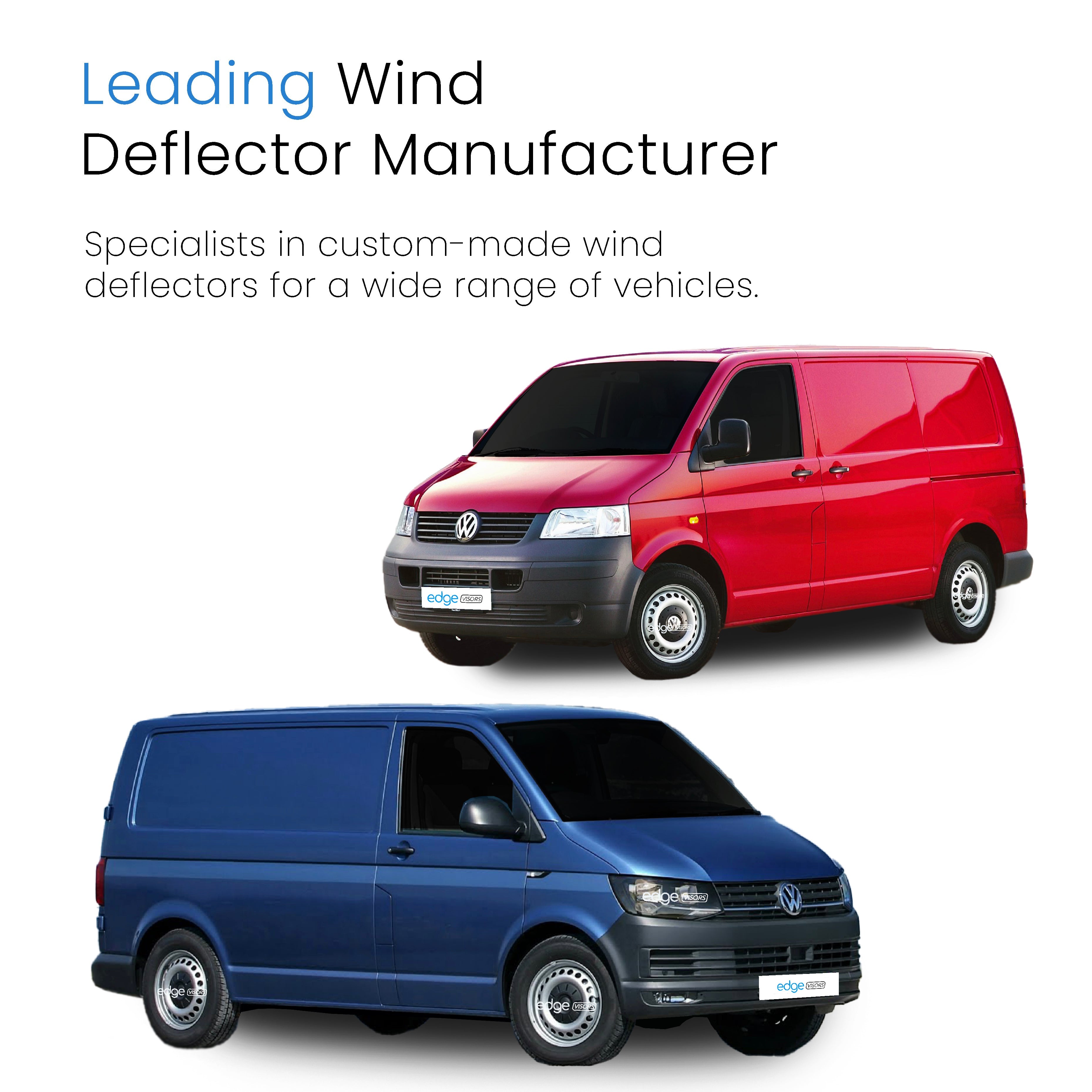 VW Transporter T5 T6 T6.1 2003-2024 2 Door Van Wind Deflectors 2pc