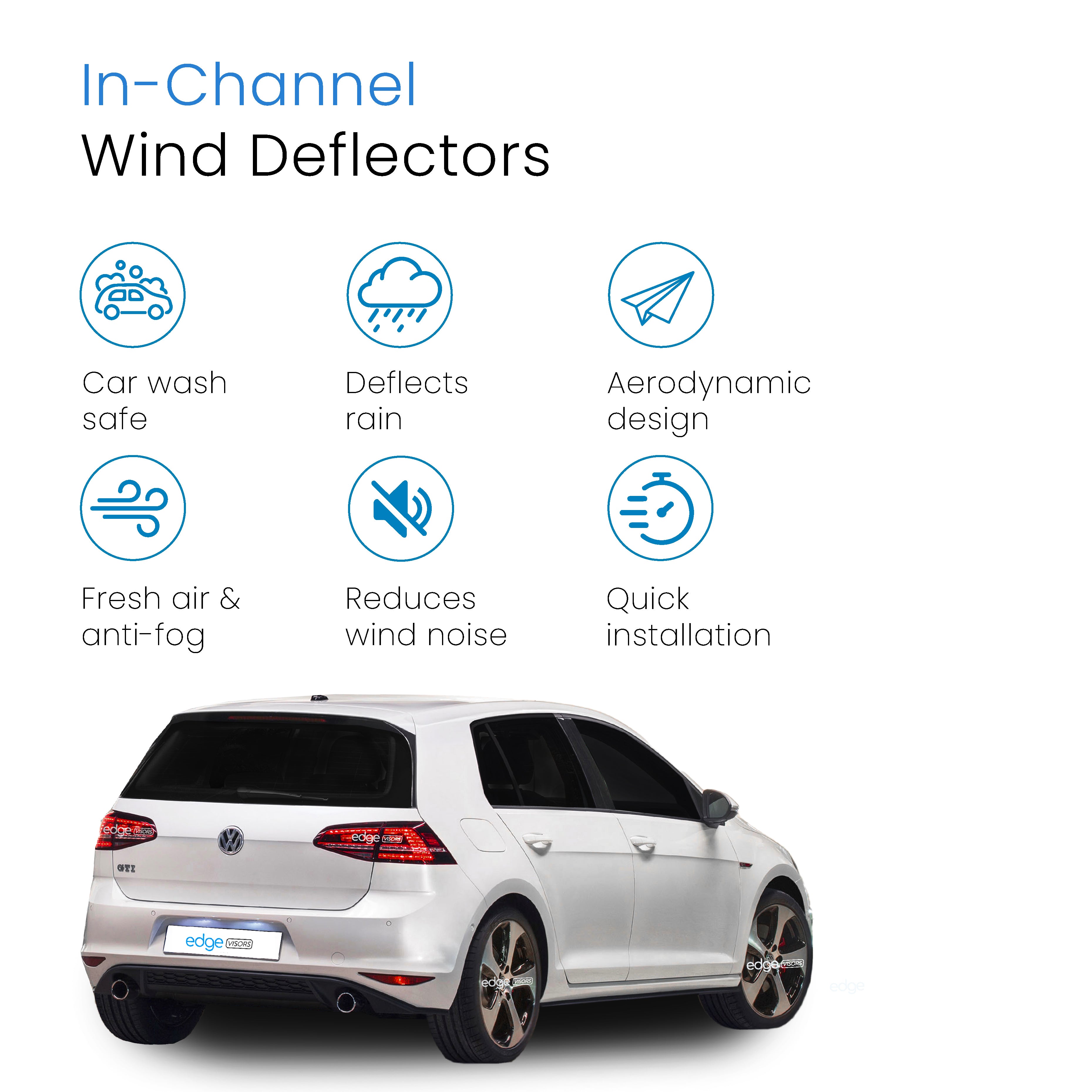 VW Golf MK7 2012-2020 5 Door Hatchback Wind Deflectors 4pc