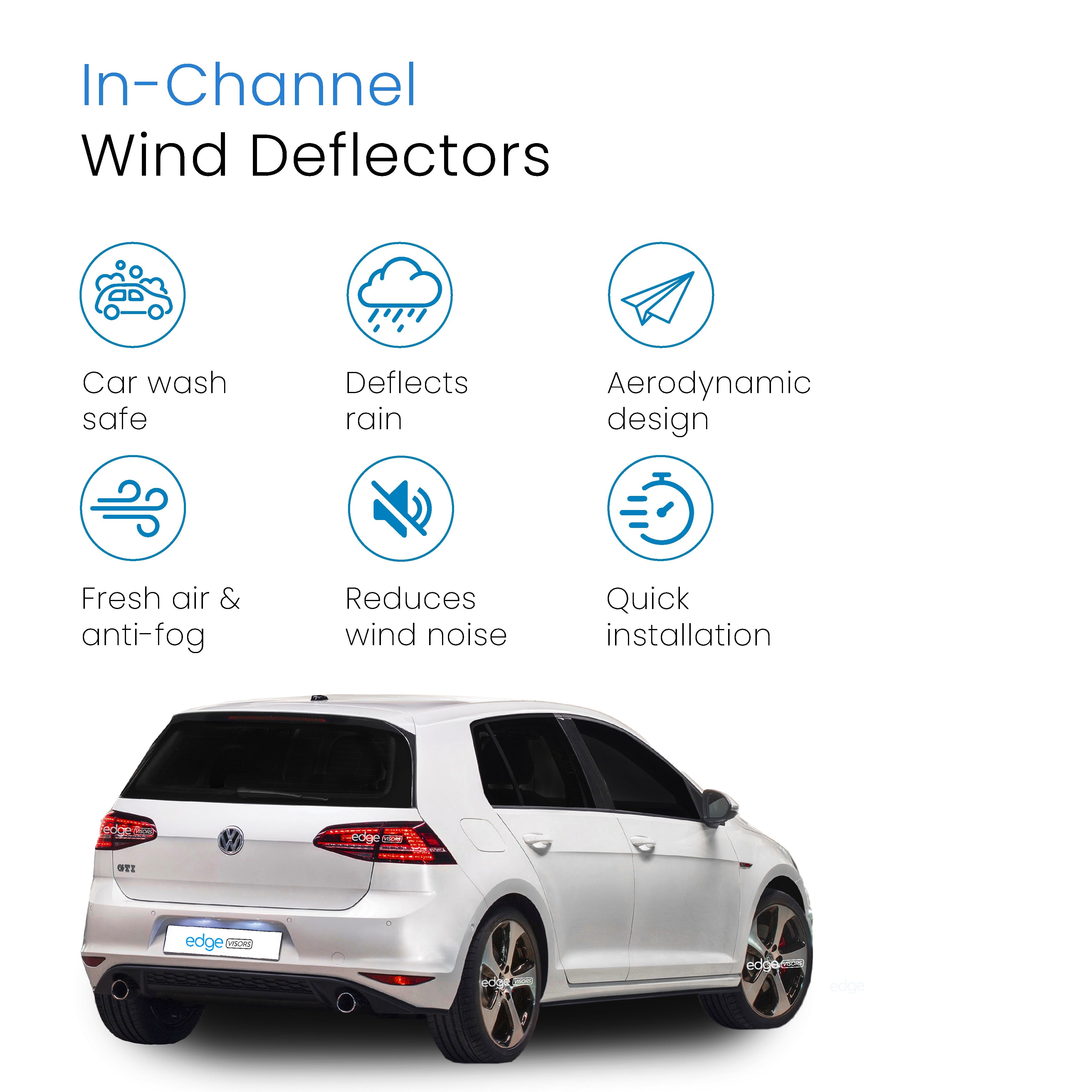 VW Golf MK7 2012-2020 5 Door Hatchback Wind Deflectors 4pc