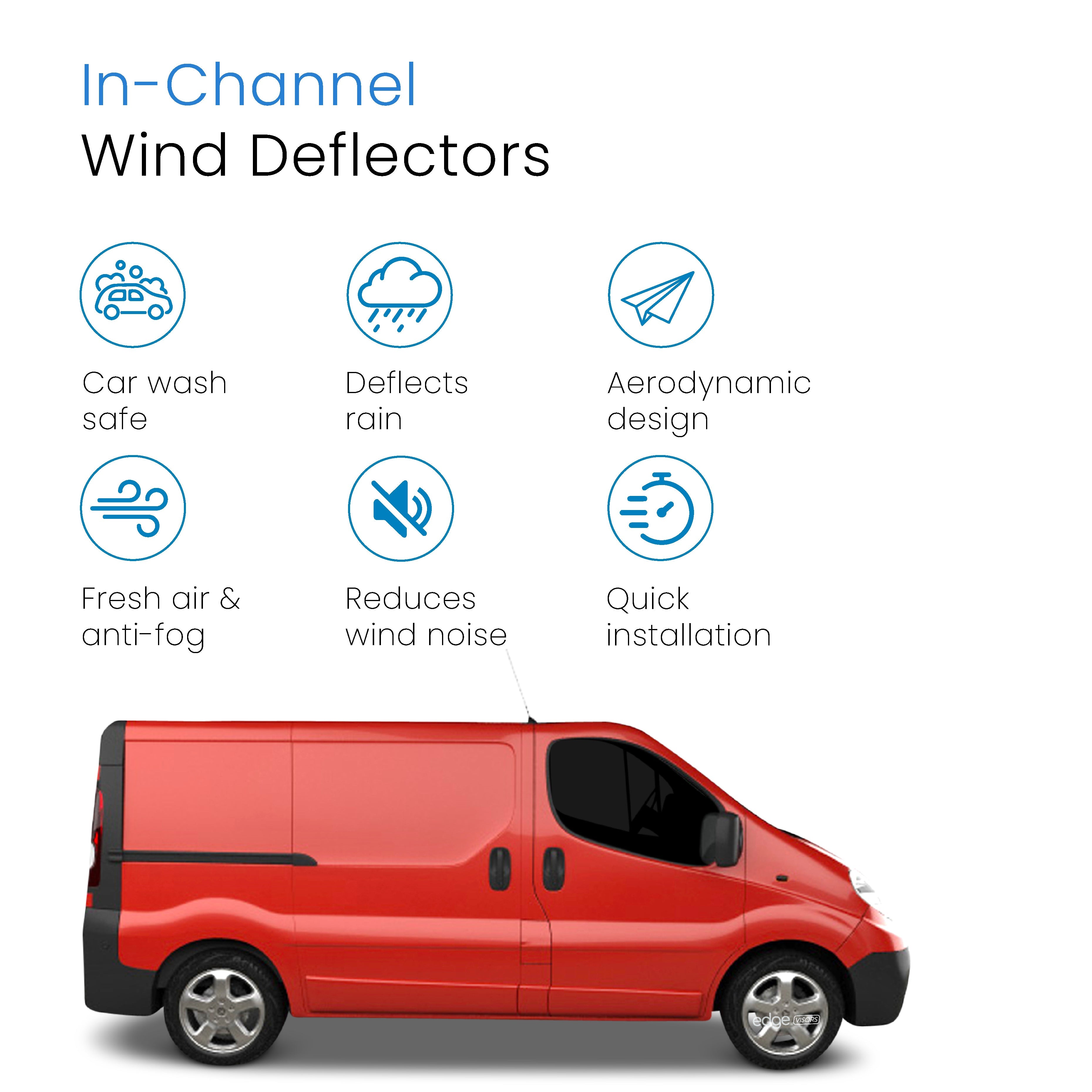 Vauxhall Vivaro MK1 2001-2014 2 Door Van Short Fit Wind Deflectors 2pc