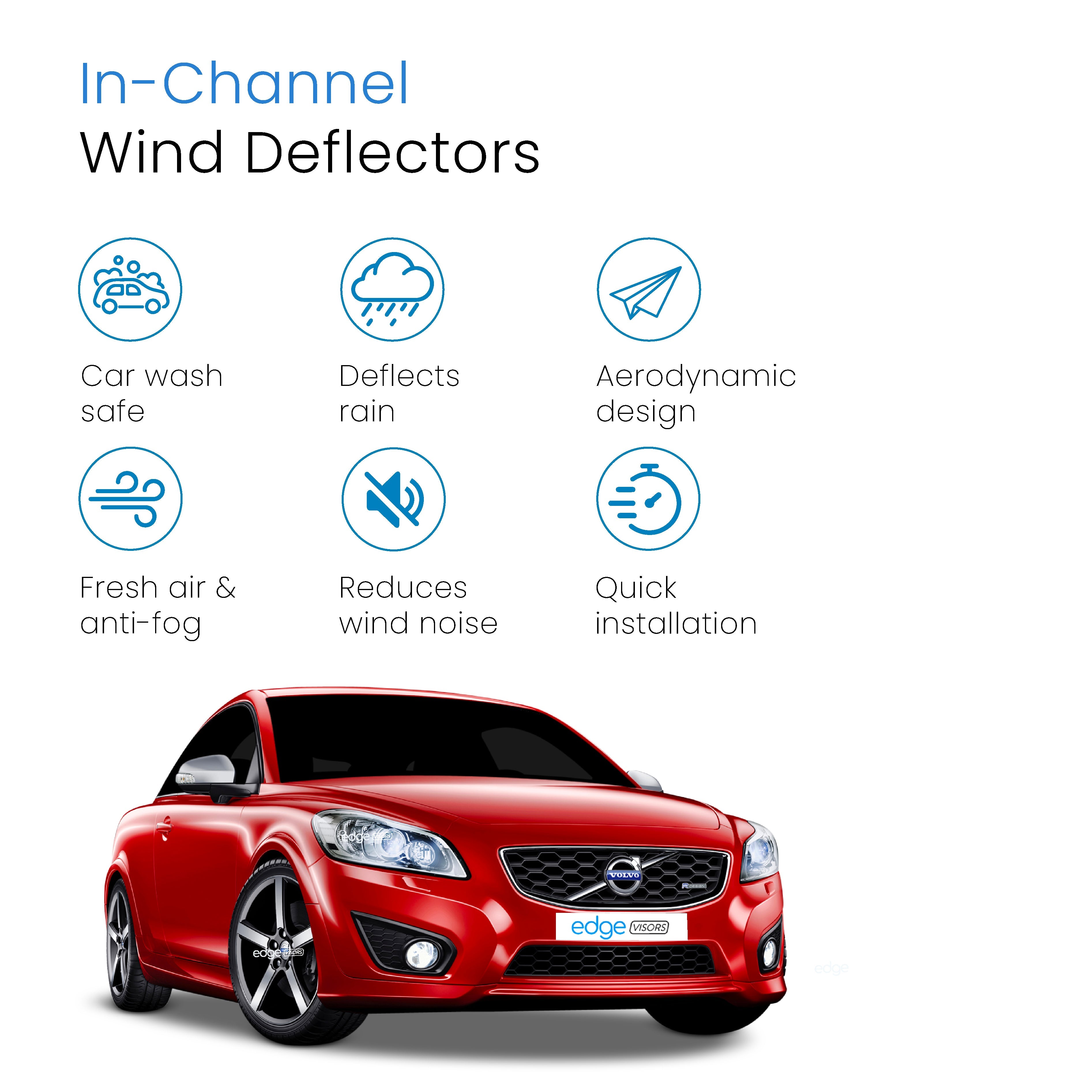 Volvo C30 MK1 2006-2013 3 Door Hatchback Wind Deflectors 2pc
