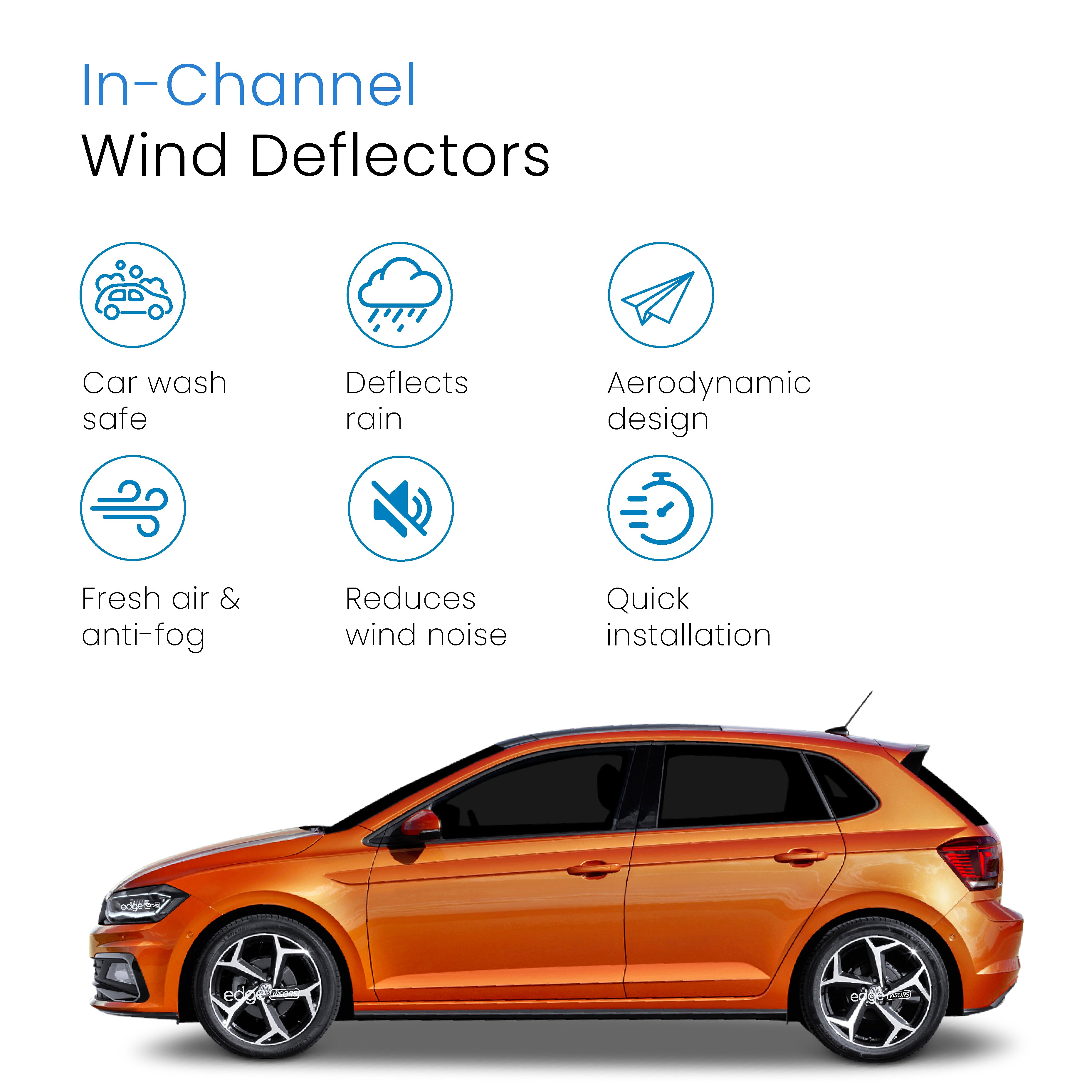 VW Polo MK6 2017-2025 5 Door Hatchback Wind Deflectors 4pc