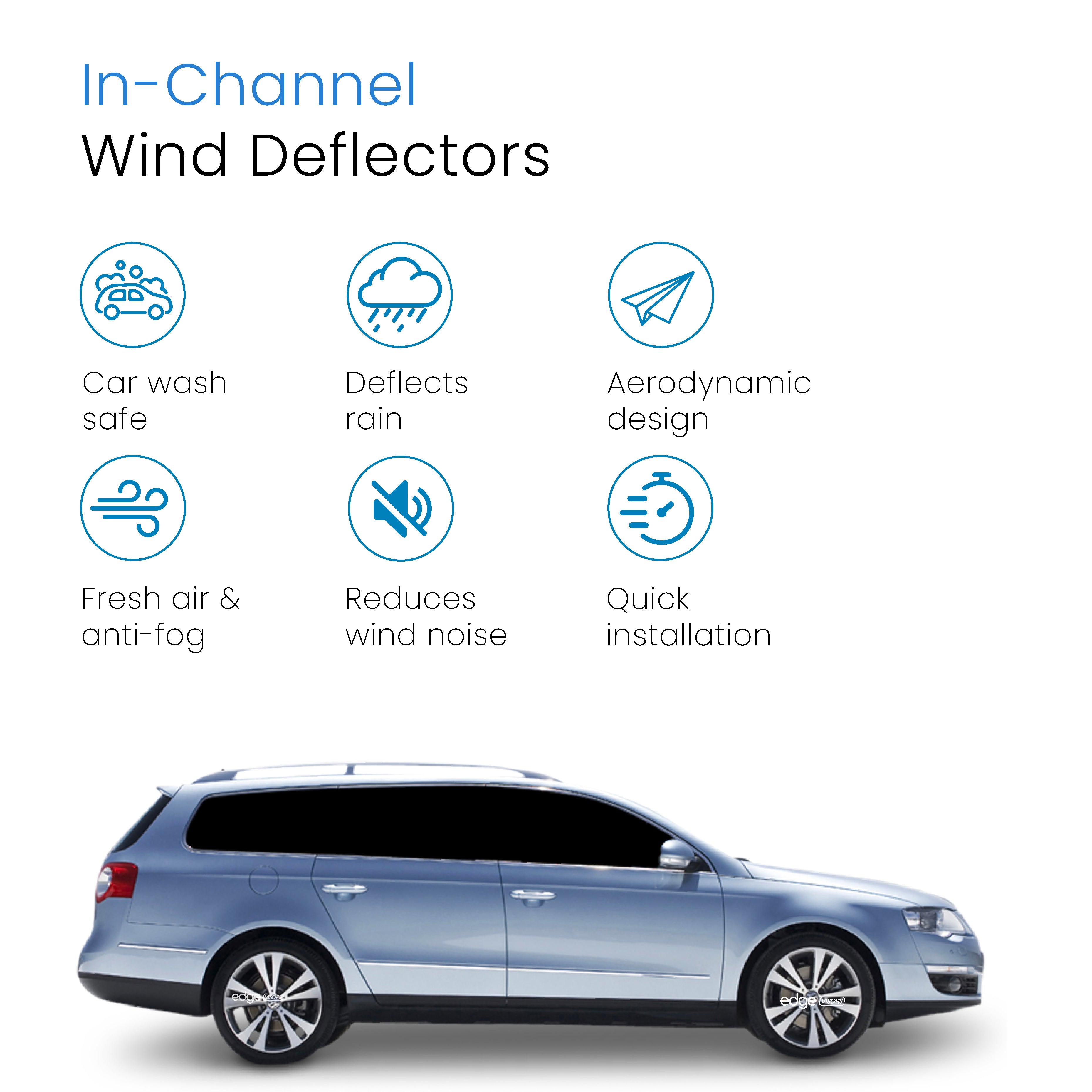 VW Passat B6 / B7 2005-2014 5 Door Estate Wind Deflectors 4pc