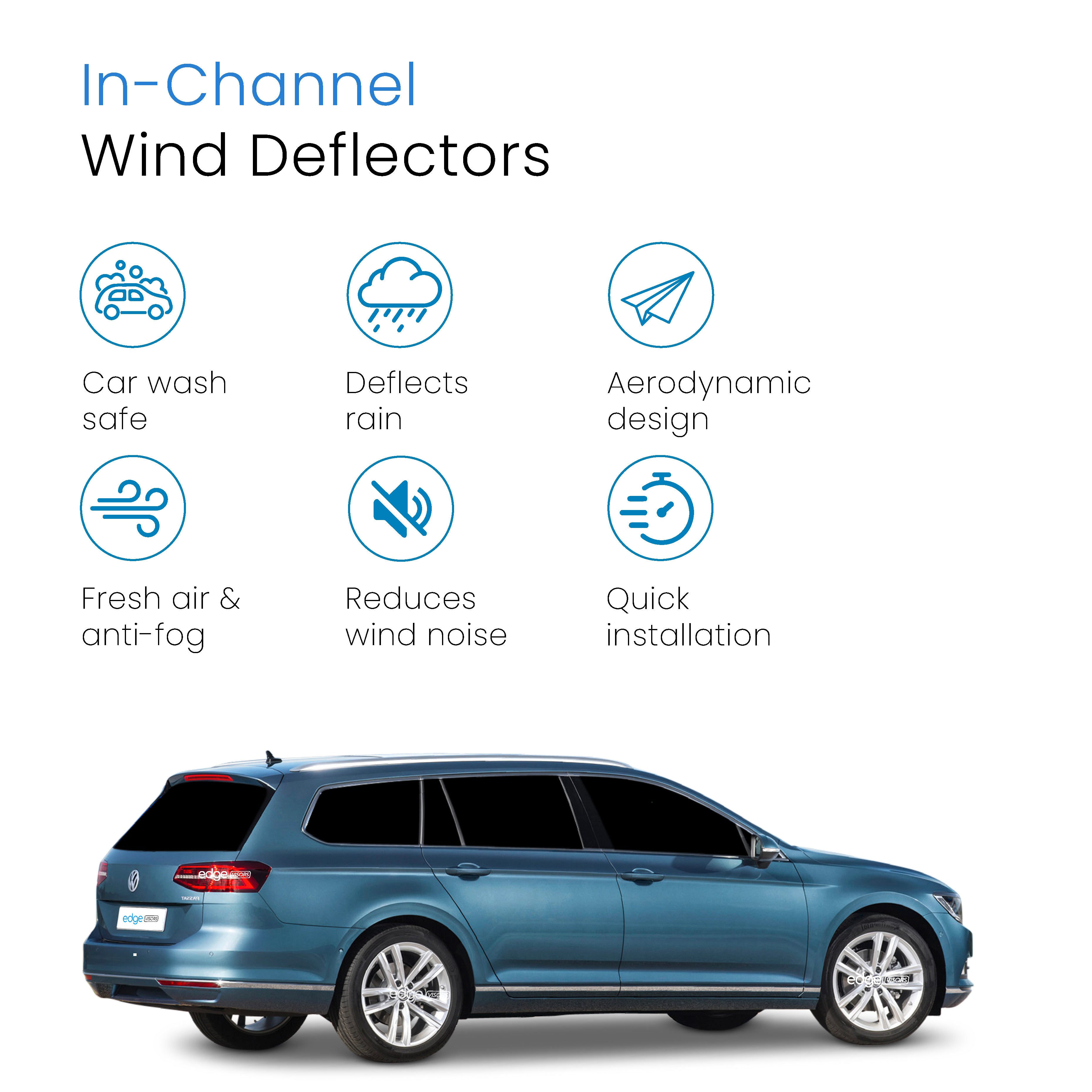 VW Passat B8 2014-2023 5 Door Estate Wind Deflectors 4pc