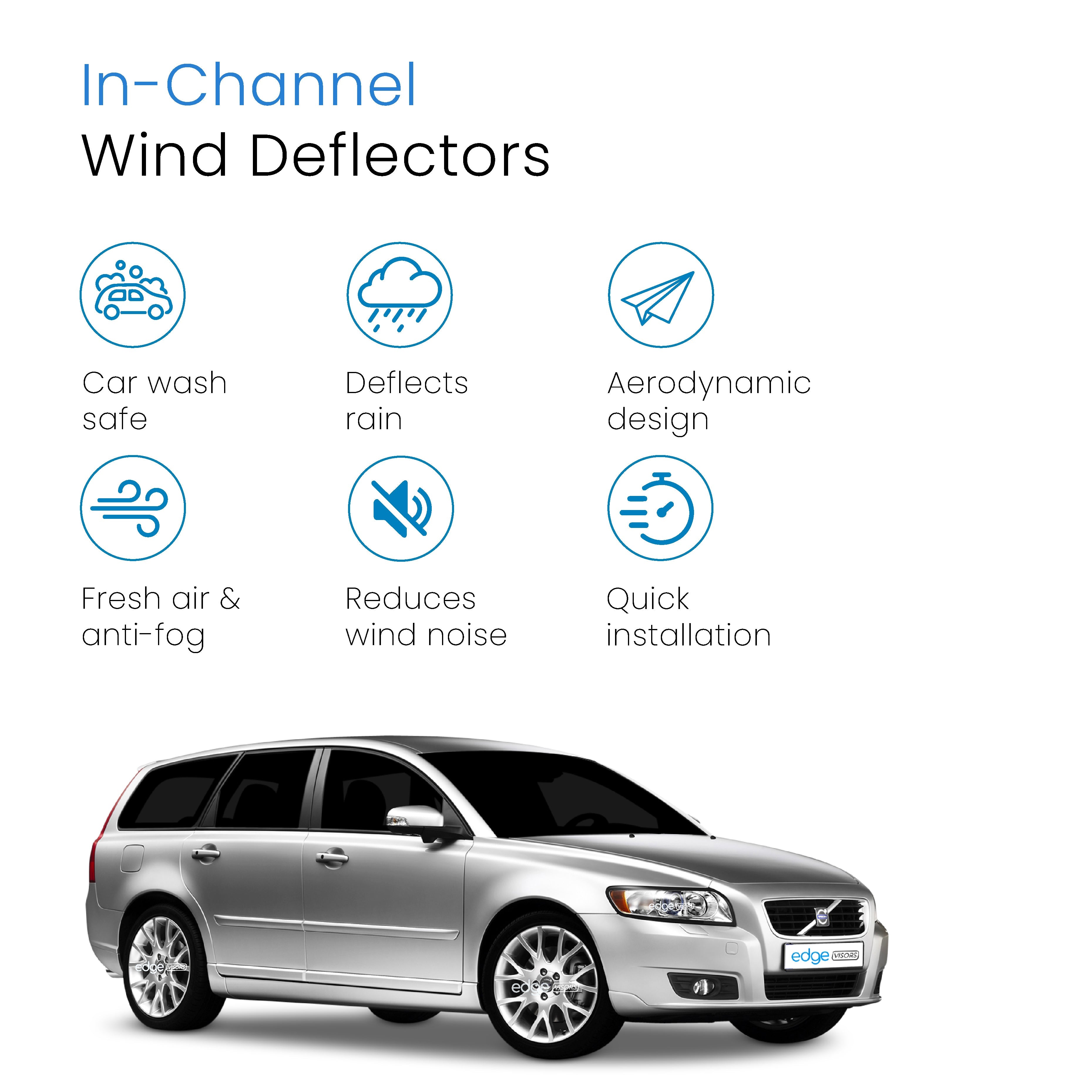 Volvo V50 MK1 2004-2012 5 Door Estate Wind Deflectors 4pc