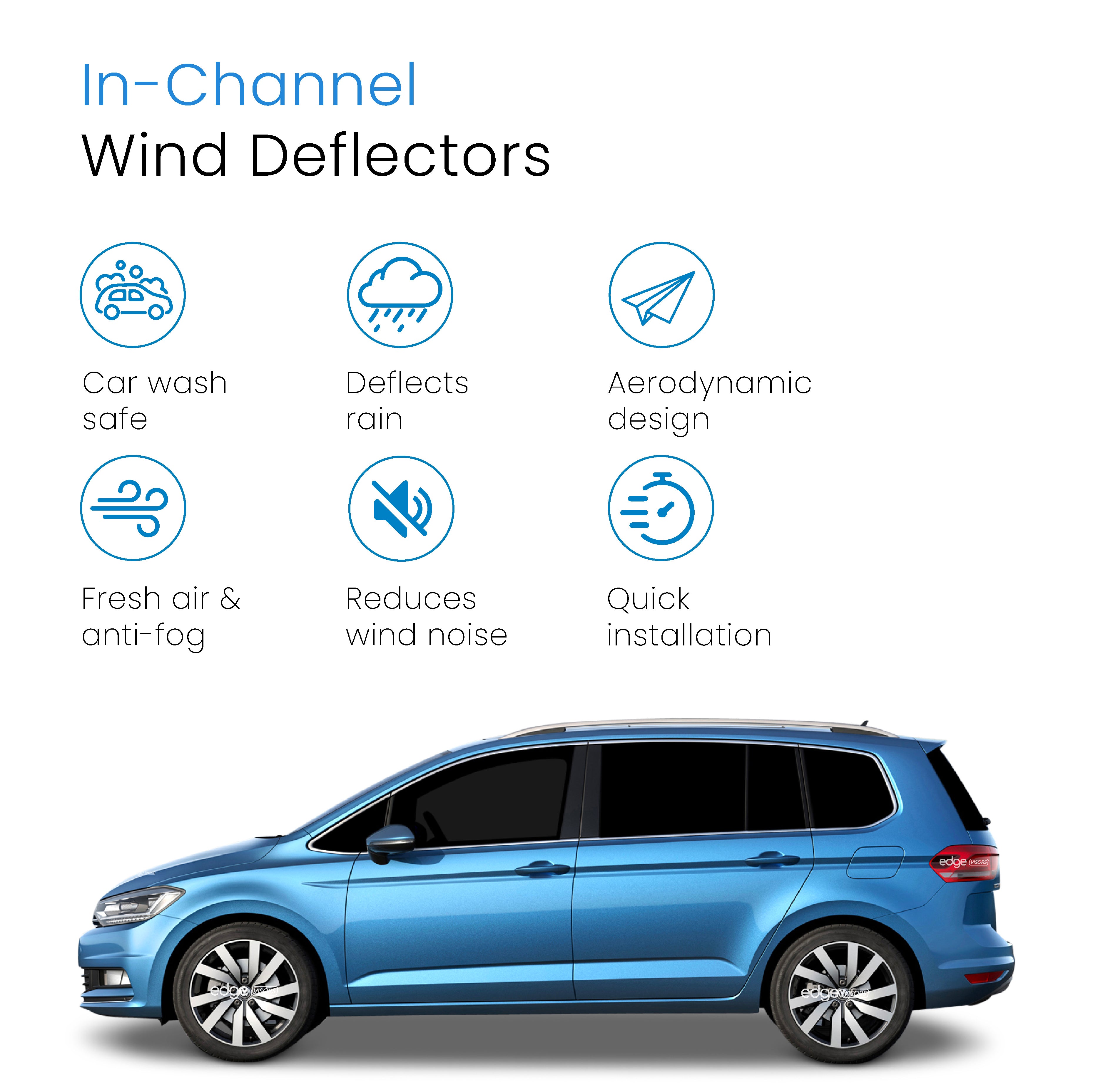 VW Touran MK2 2016-onwards 5 Doors MPV Wind Deflectors 4pc