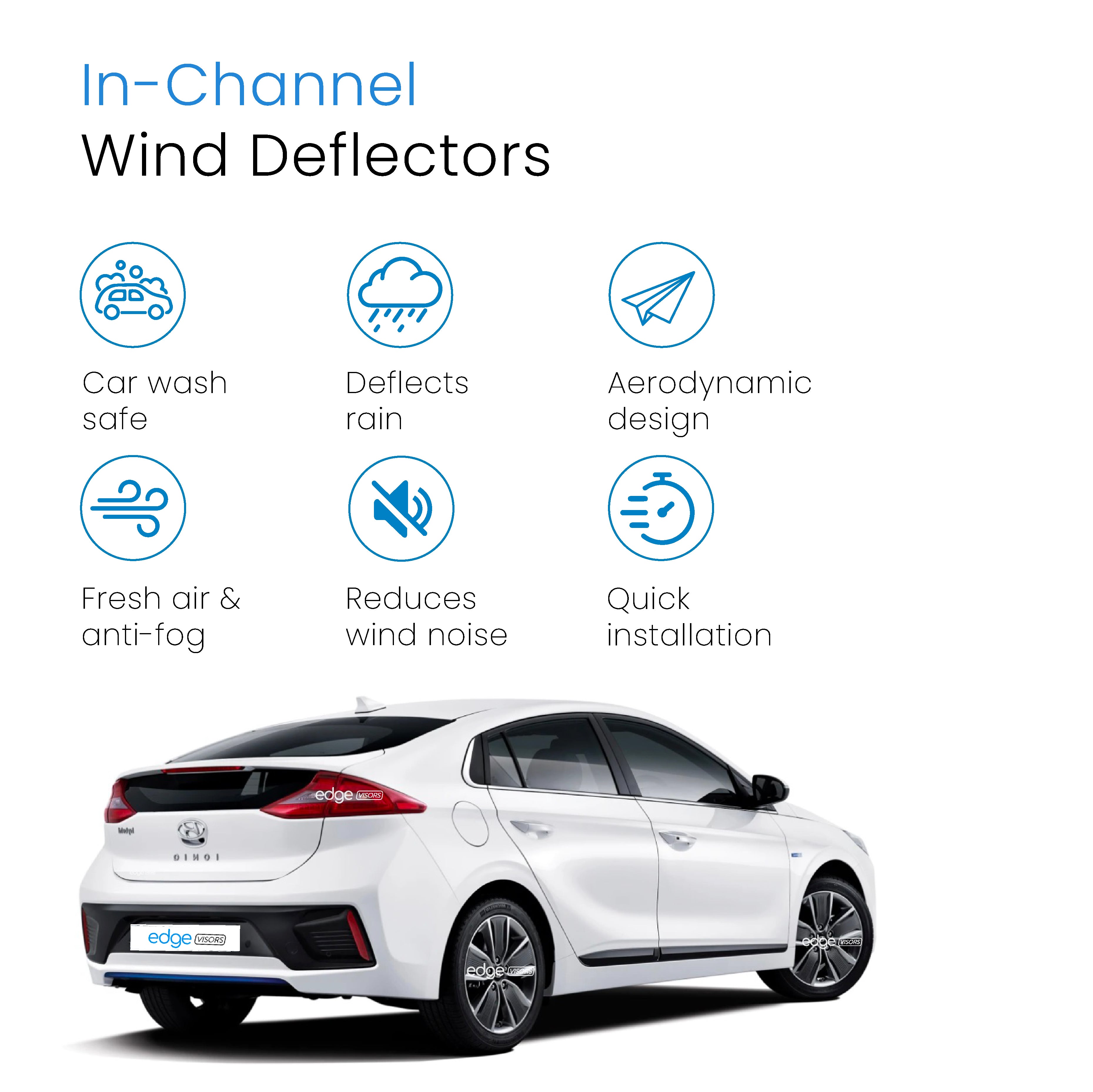 Hyundai IONIQ 2017-2021 5 Door Hatchback Wind Deflectors 4pc
