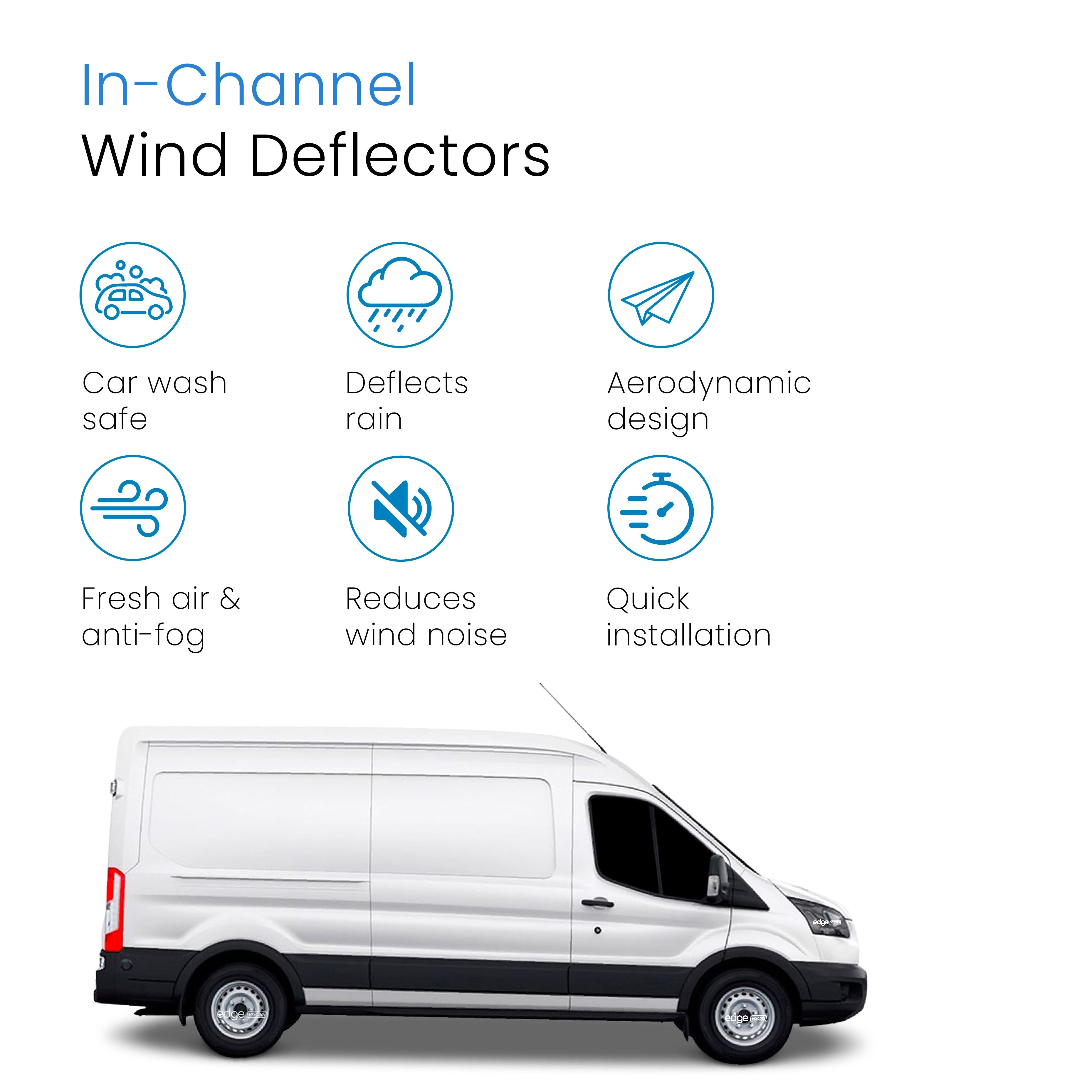 Ford Transit MK8 2013-Onwards 2 Door Van Wind Deflectors 2pc