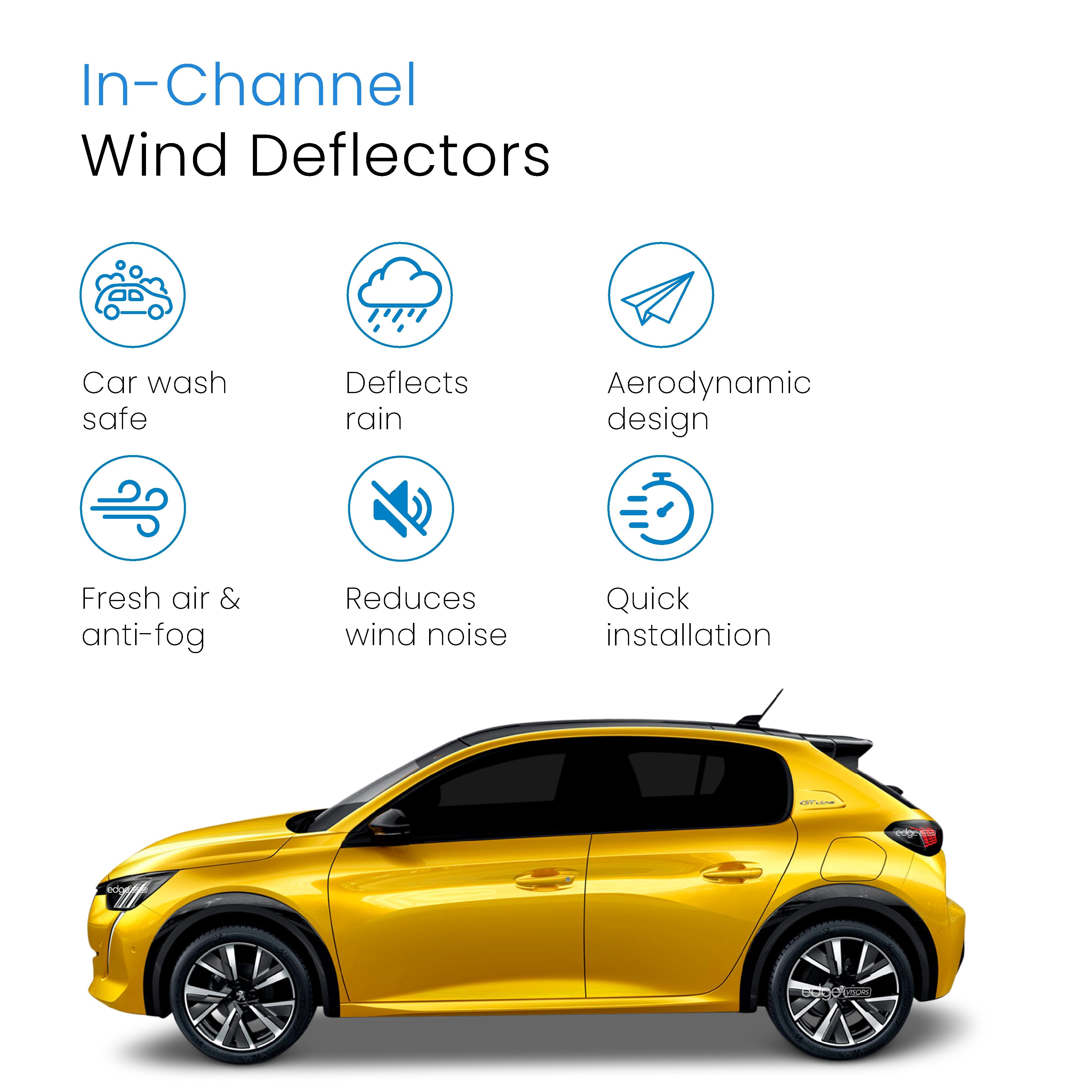 Peugeot 208 MK2 2019-Onwards 5 Door Hatchback Wind Deflectors 4pc