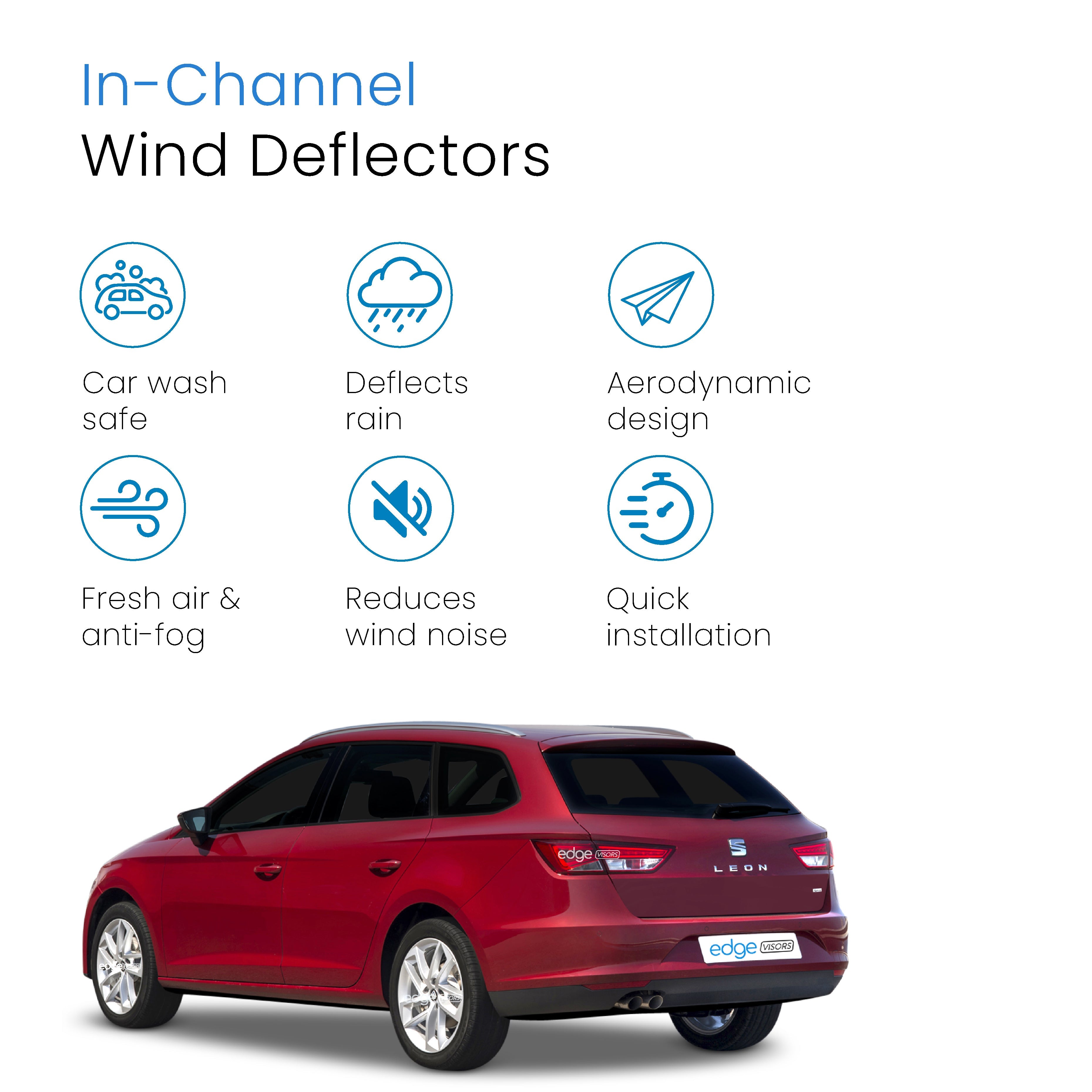 Seat Leon ST MK3 2014-2019 5 Door Estate Wind Deflectors 4pc