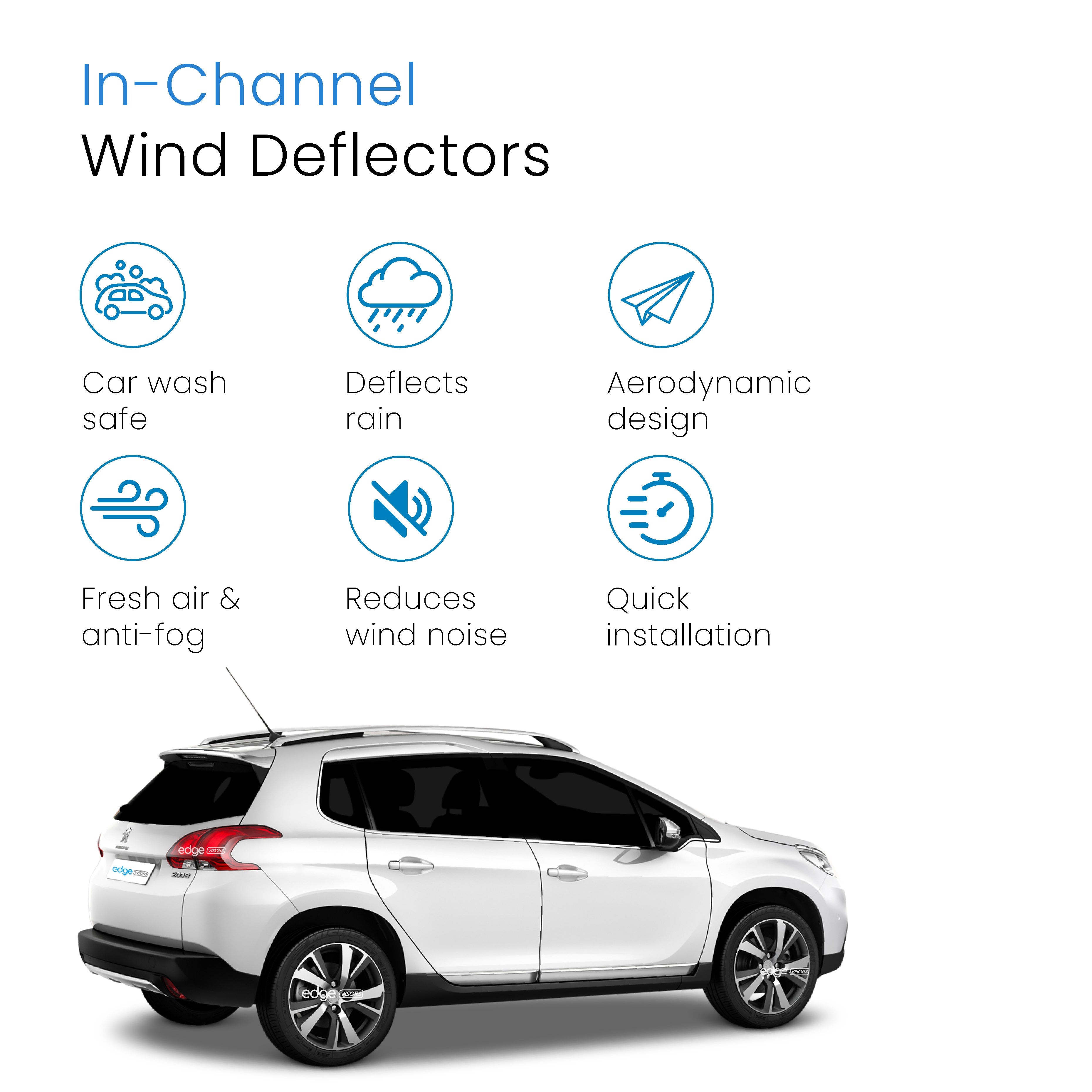 Peugeot 2008 MK1 2013-2019 5 Door SUV Wind Deflectors 4pc