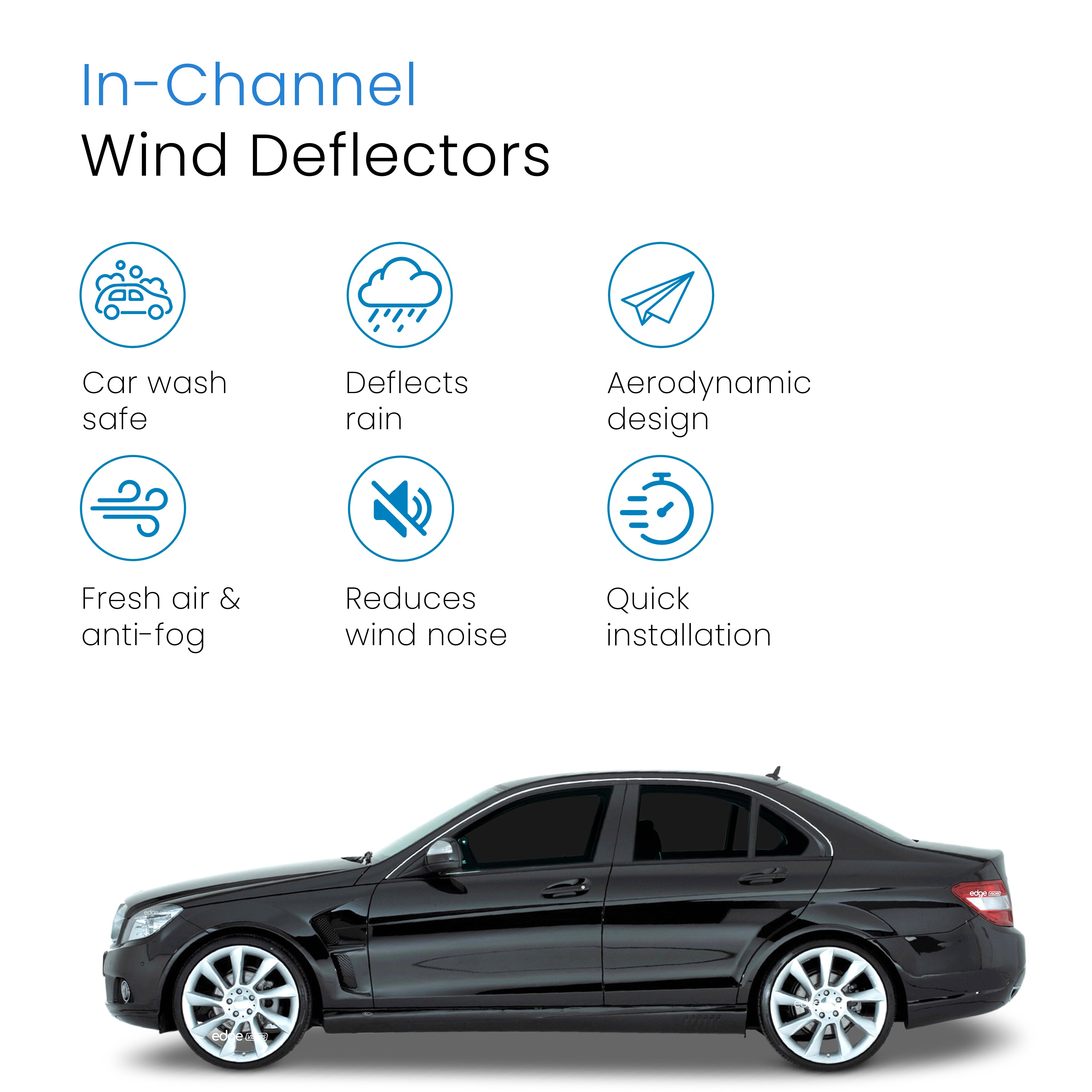 Mercedes C-Class W204 2007-2014 4 Door Saloon Wind Deflectors 4pc