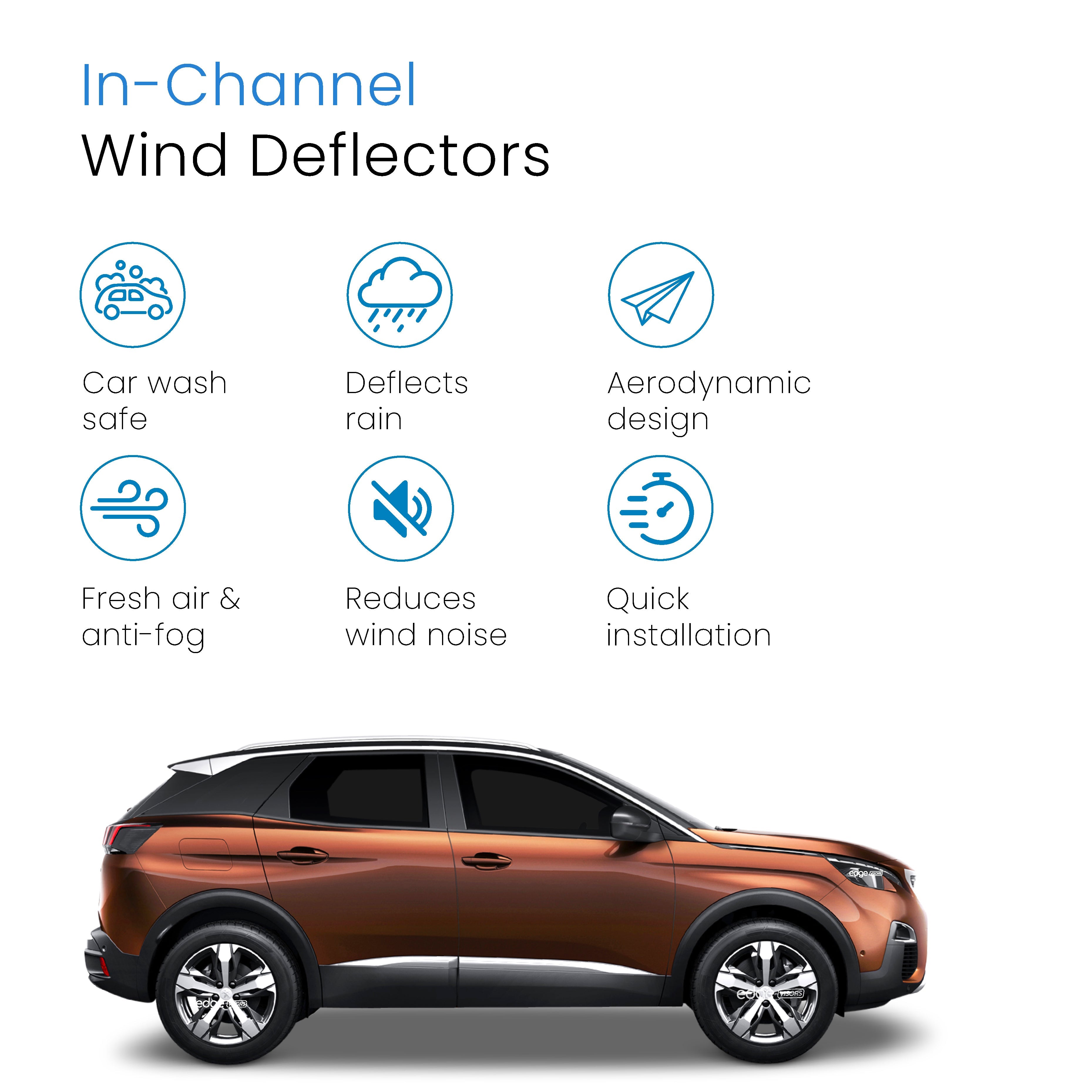 Peugeot 3008 MK2 2017-2023 5 Door SUV Wind Deflectors 4pc