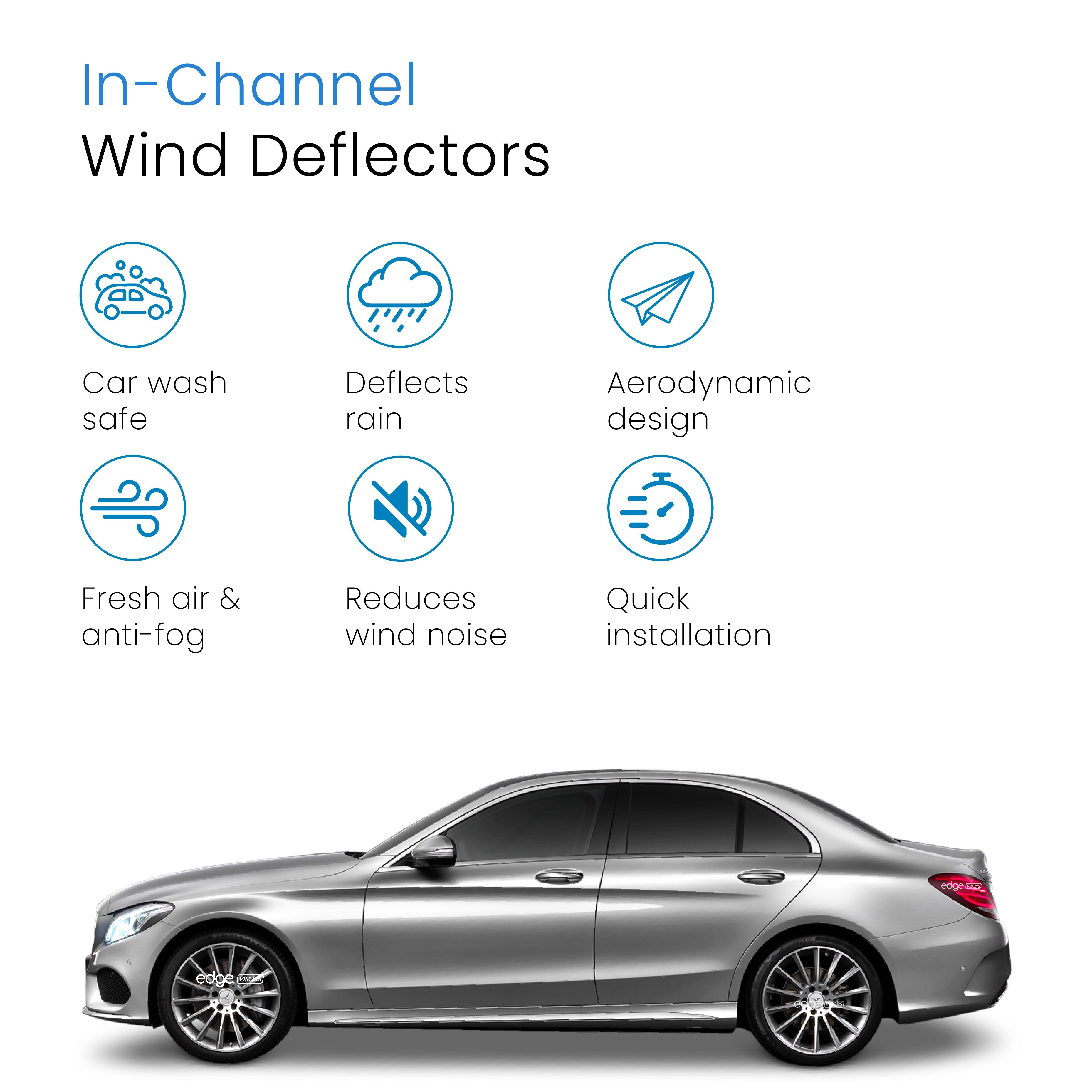 Mercedes C-Class W205 2015-2022 4 Door Saloon Wind Deflectors 4pc