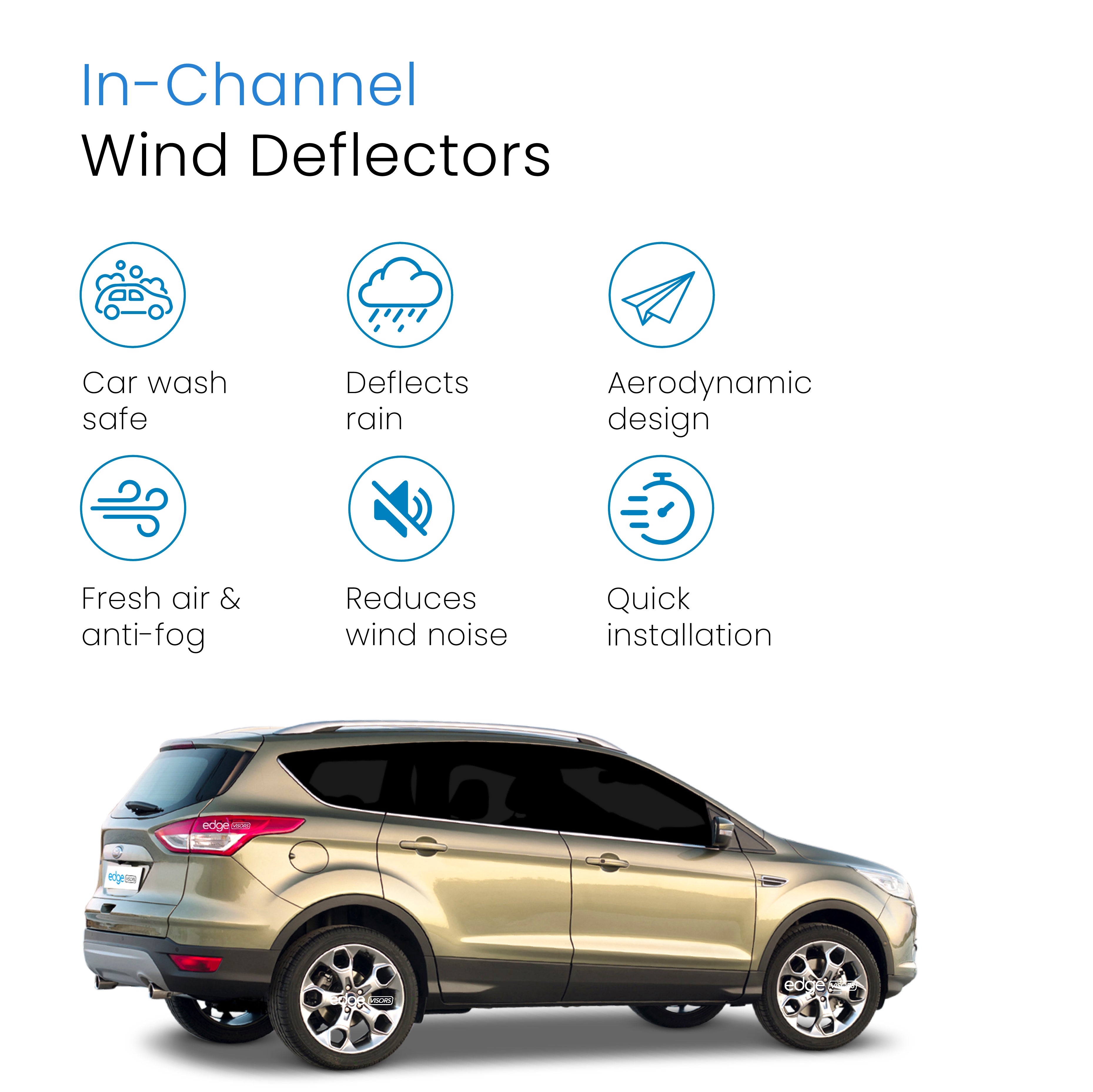 Ford Kuga MK2 2012-2019 5 Door SUV Wind Deflectors 4pc