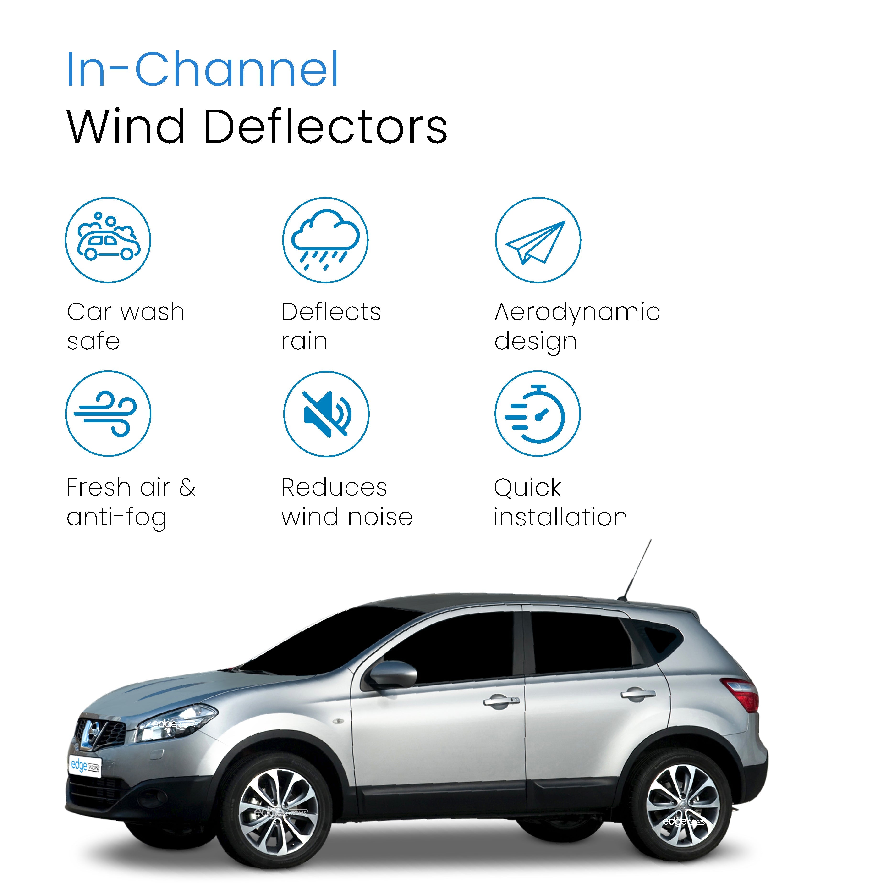 Nissan Qashqai MK1 5 Seater 2007-2013 5 Door SUV Wind Deflectors 4pc
