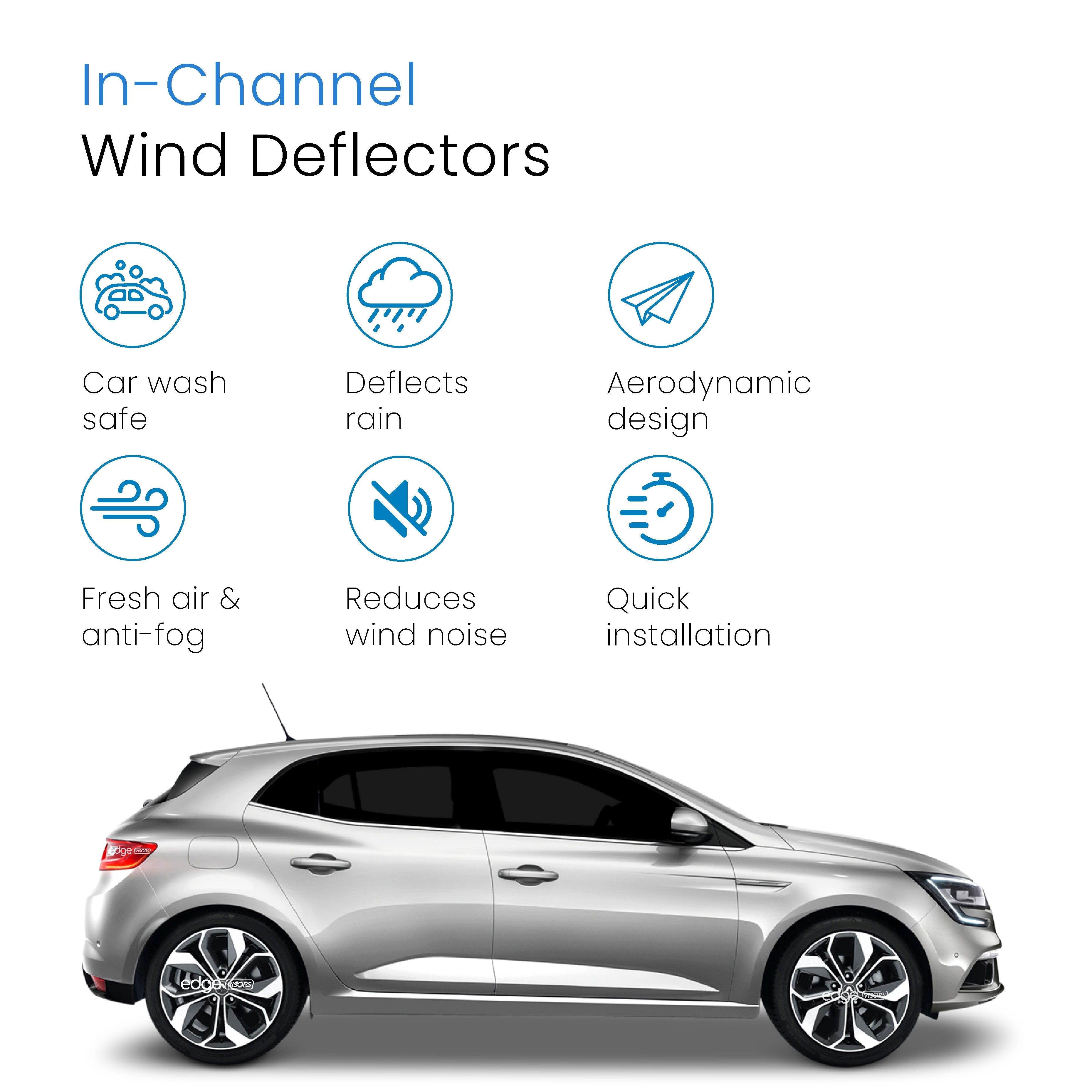 Renault Megane MK4 2016-2023 5 Door Hatchback Wind Deflectors 4pc