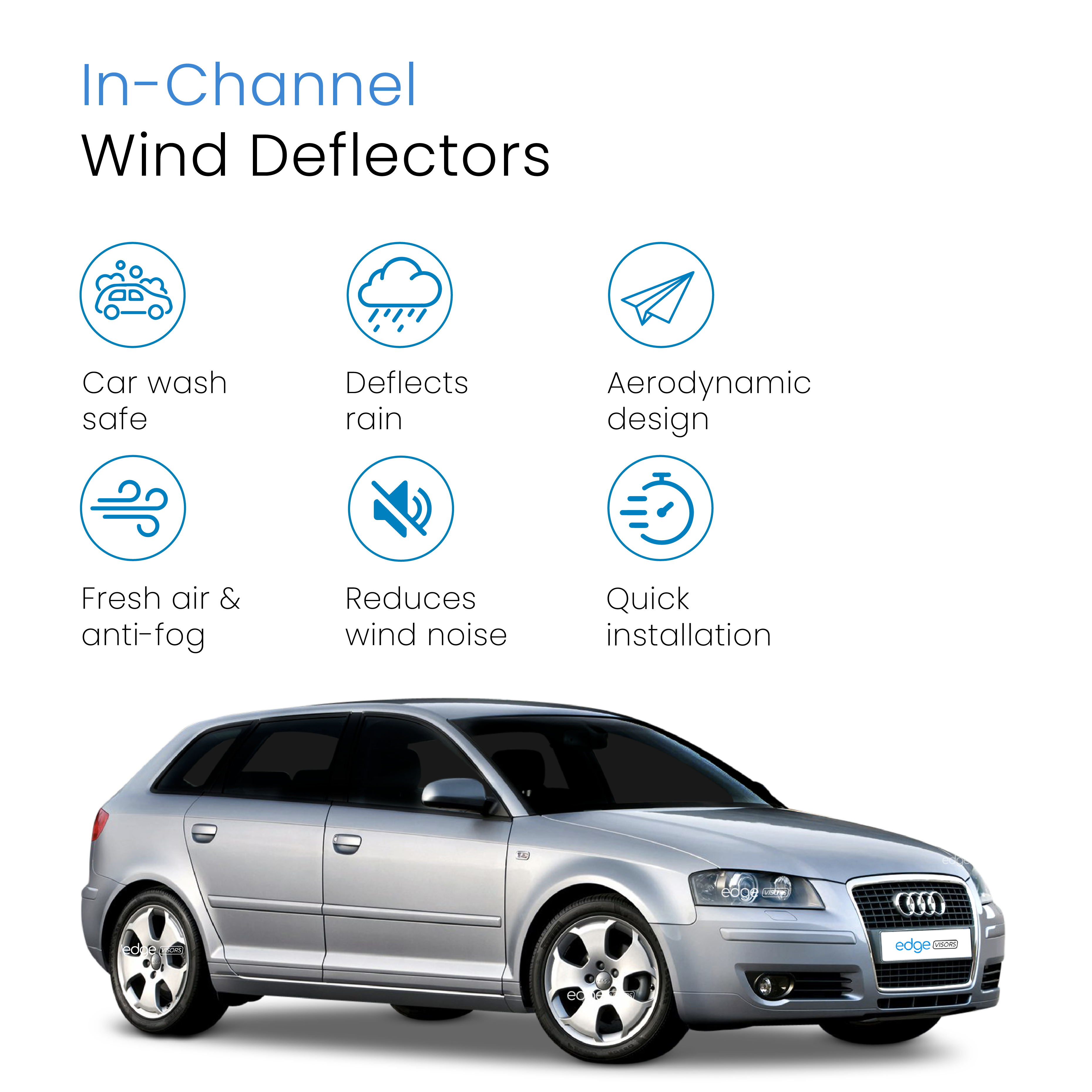 Audi A3 MK2 2003-2012 5 Door Sportback Hatchback Wind Deflectors 4pc