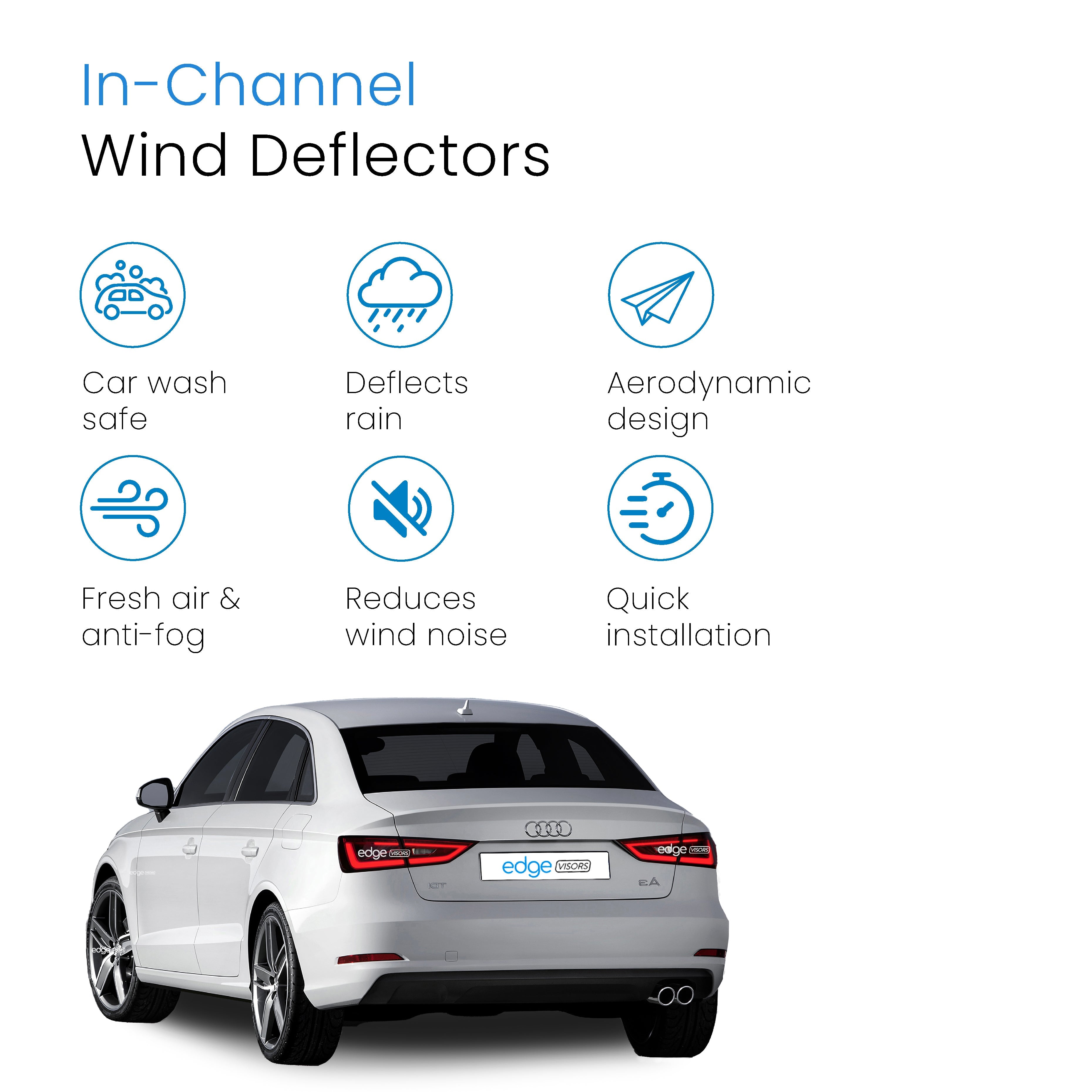 Audi A3 MK3 2013-2020 4 Door Saloon Wind Deflectors 4pc