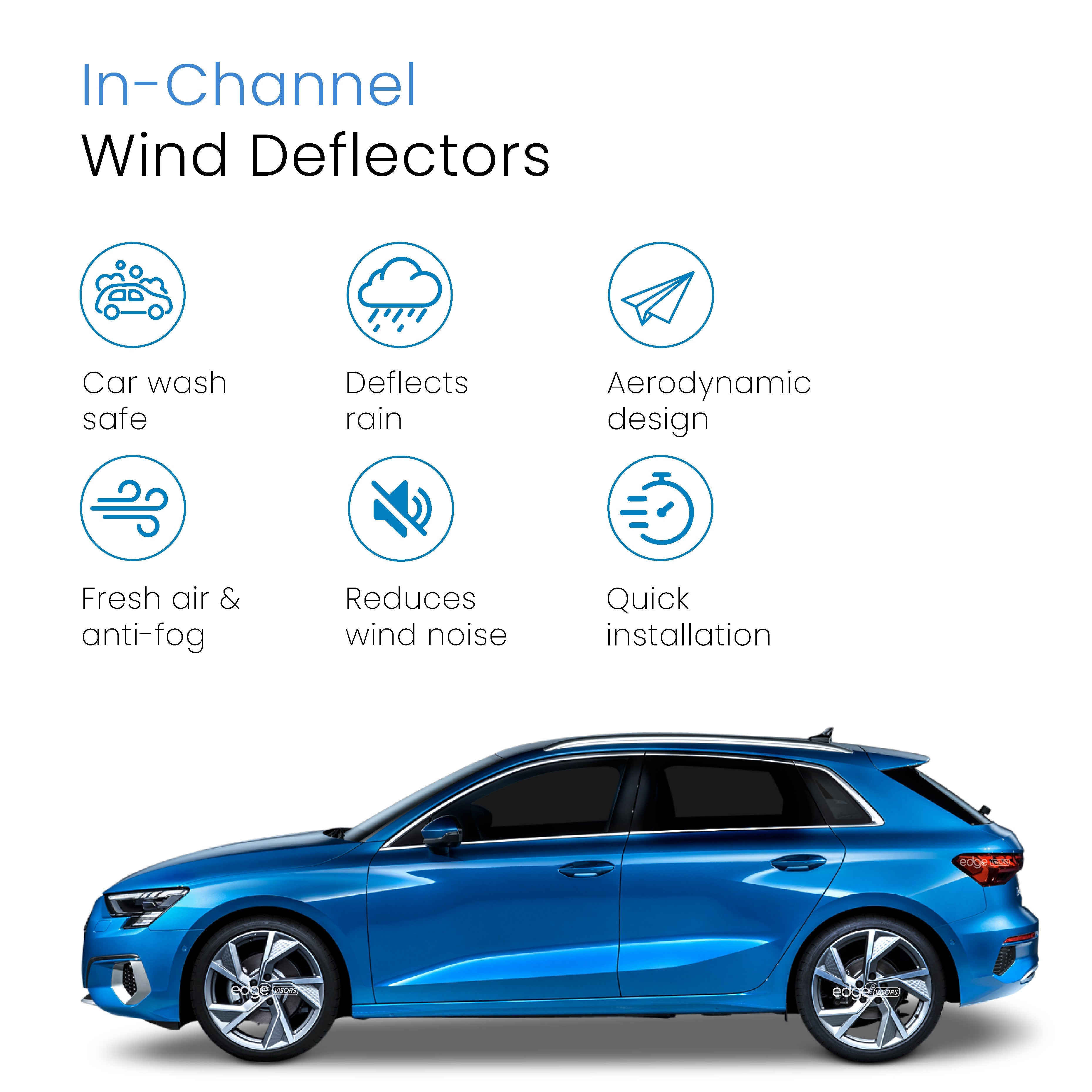 Audi A3 MK4 2020-Onwards 5 Door Sportback Wind Deflectors 4pc