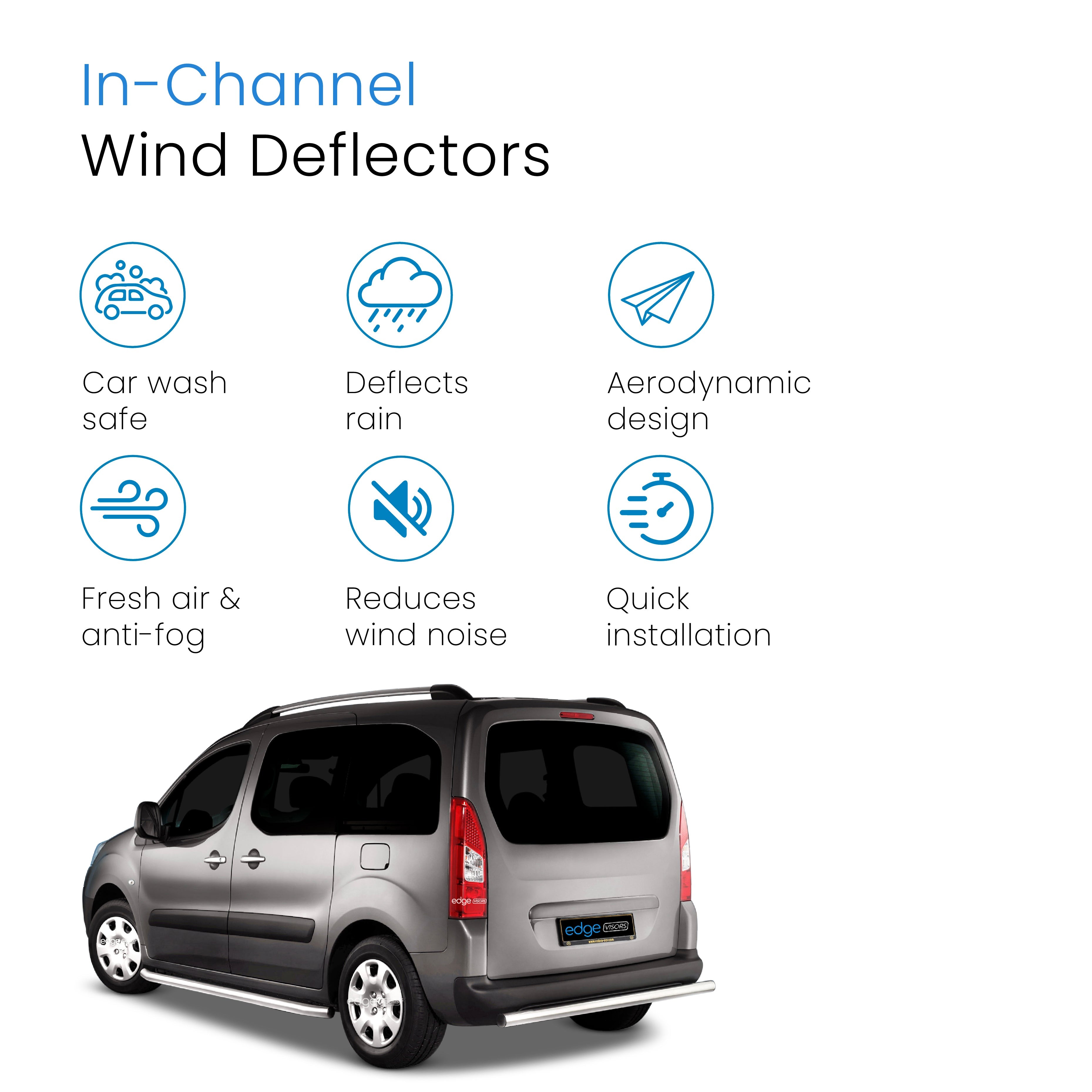 Citroen Berlingo MK2 2008-2018 2 Door Van Wind Deflectors 2pc