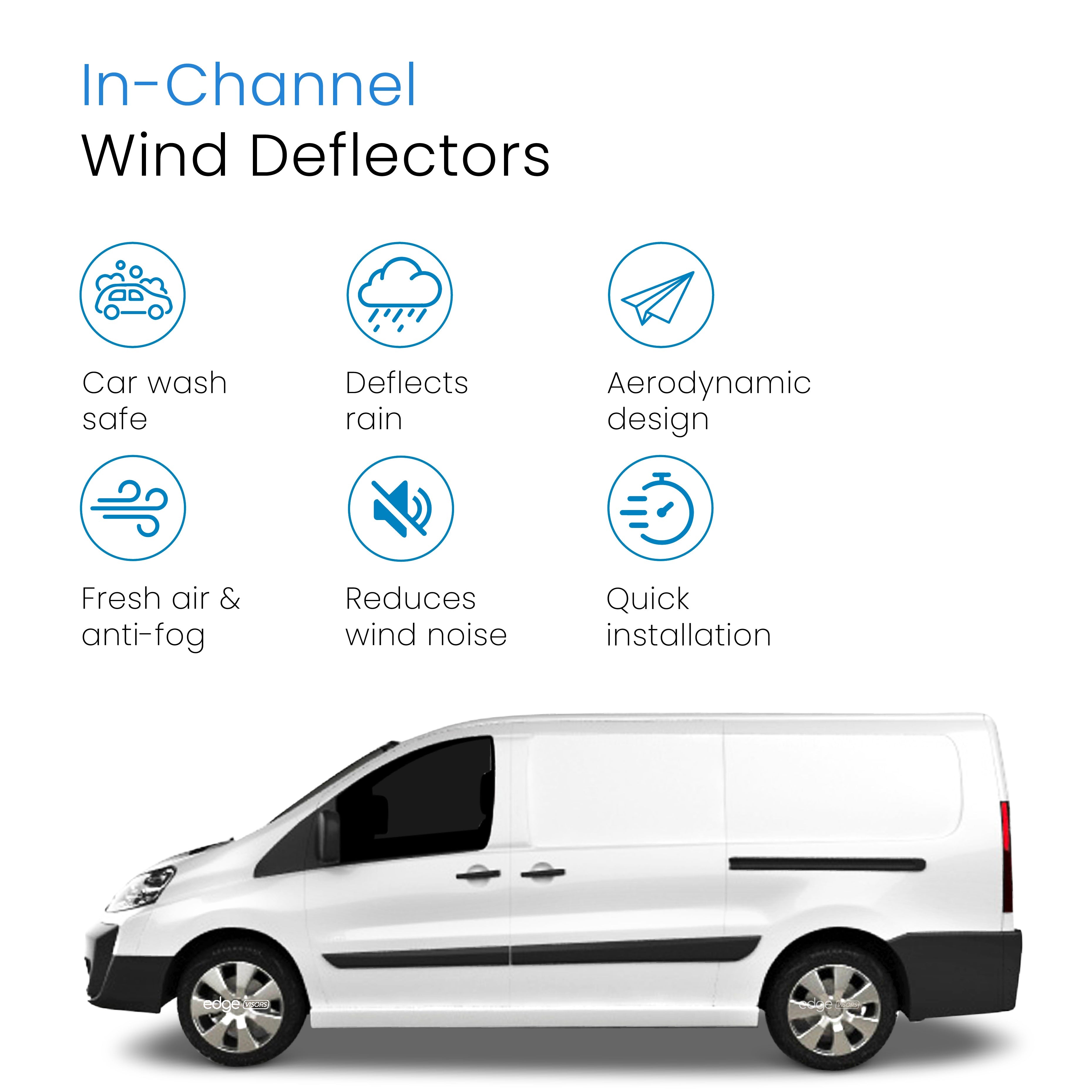 Citroen Dispatch Jumpy MK2 2007-2016 4 Door Van Wind Deflectors 2pc
