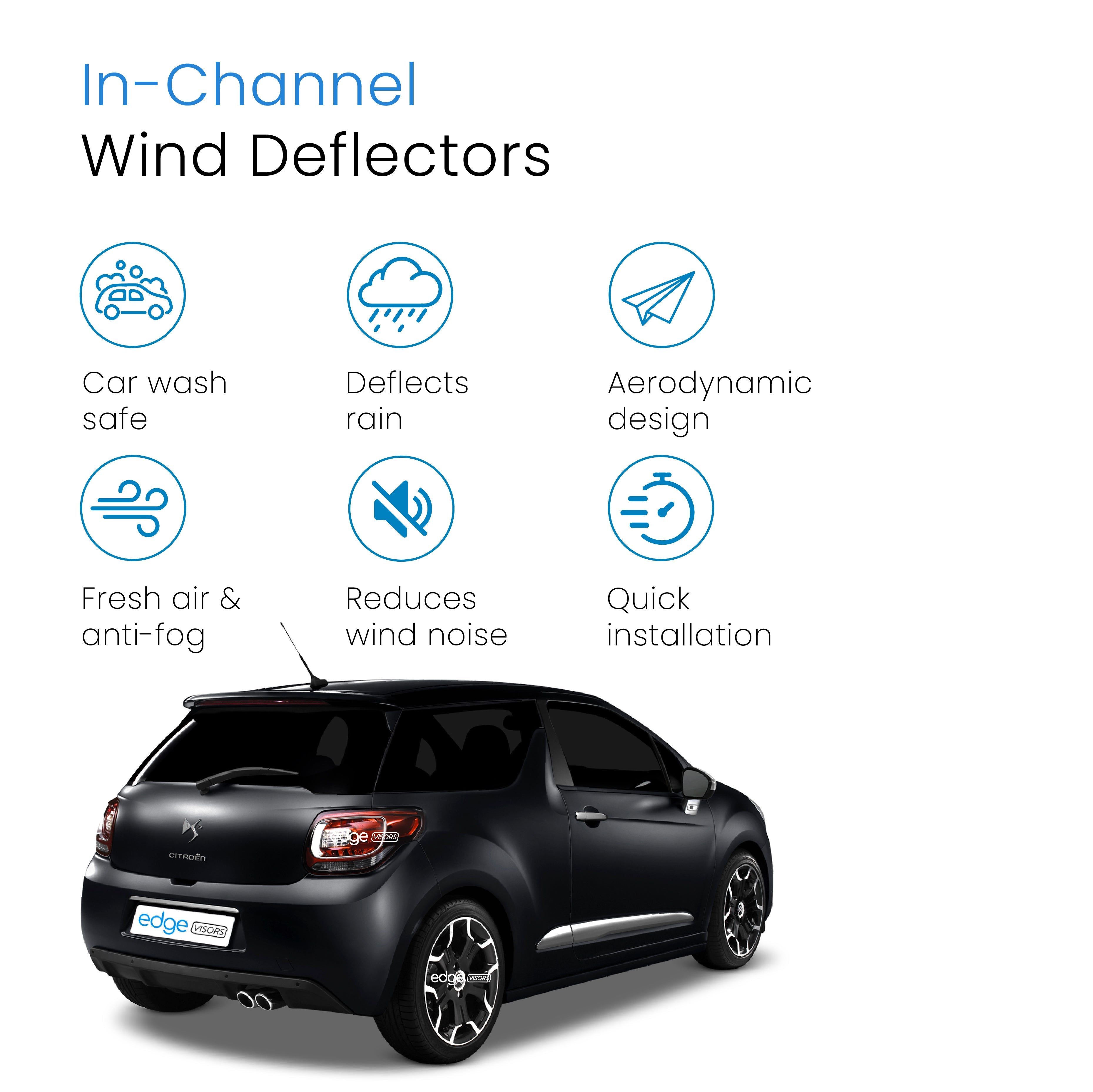 Citroen DS3 MK1 2010-2019 3 Door Hatchback Wind Deflectors 2pc