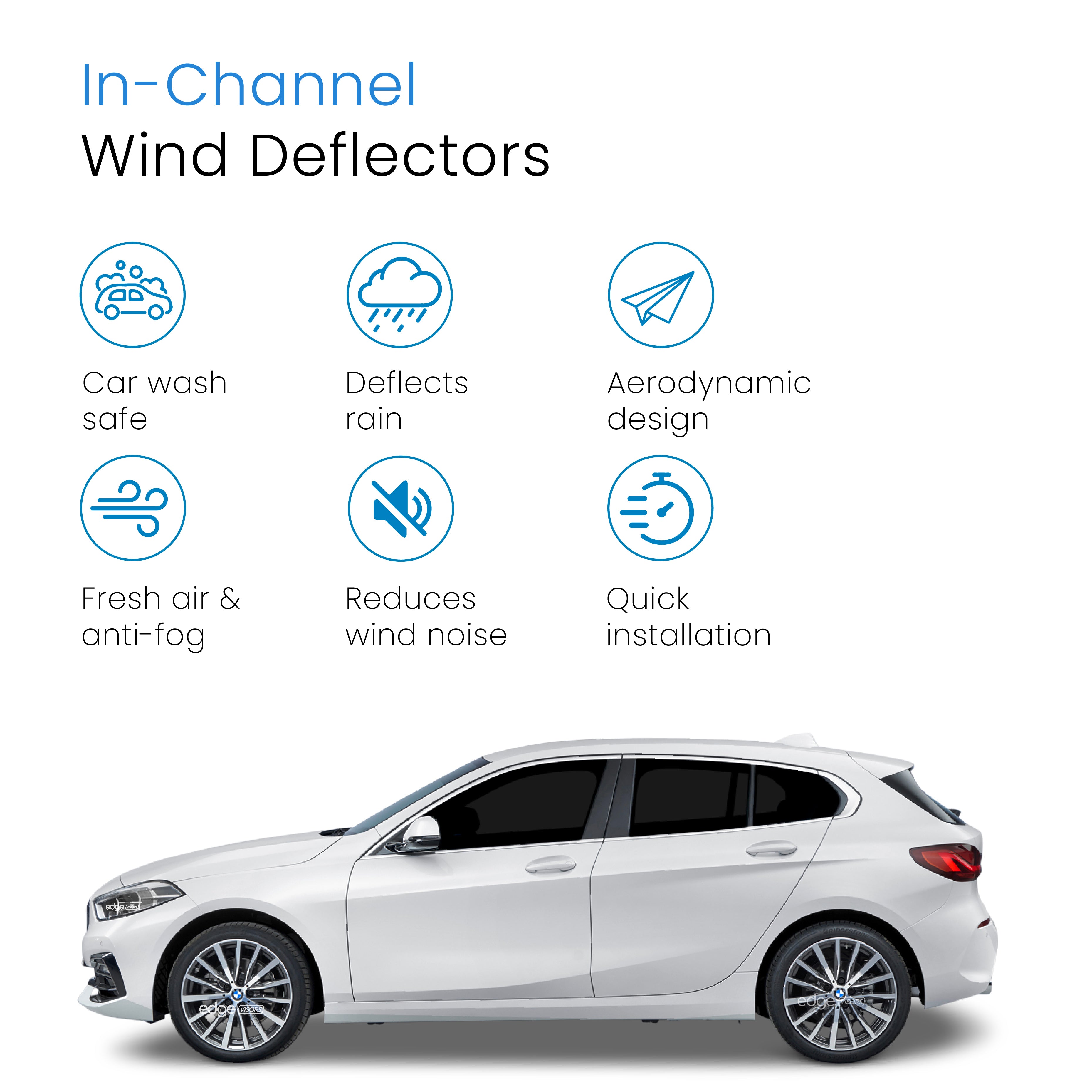 BMW 1 Series F40 2019-2024 5 Door Hatchback Wind Deflectors 4pc