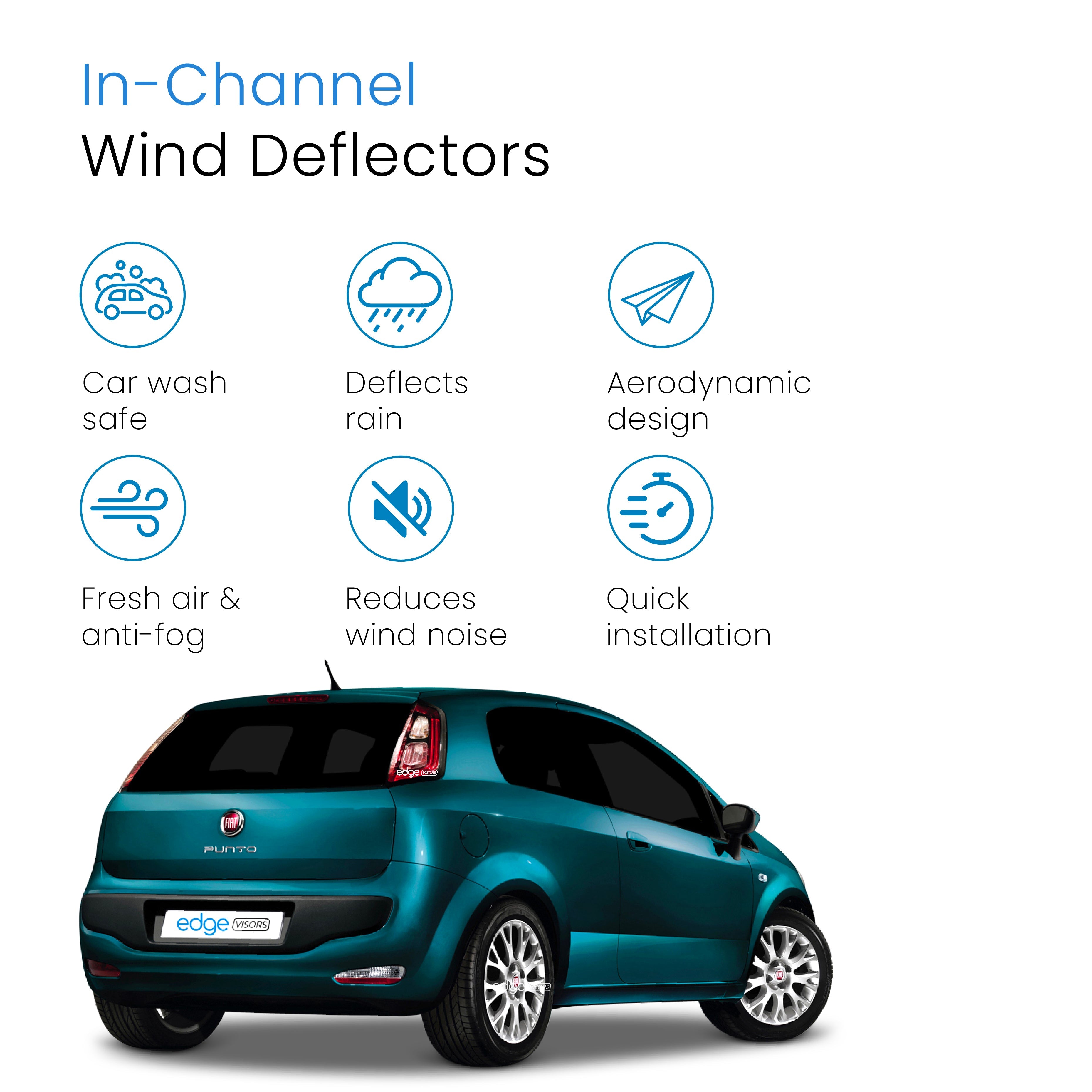 Fiat Grande Punto/Evo MK1 2006-2012 3 Door Hatchback Wind Deflectors 2pc