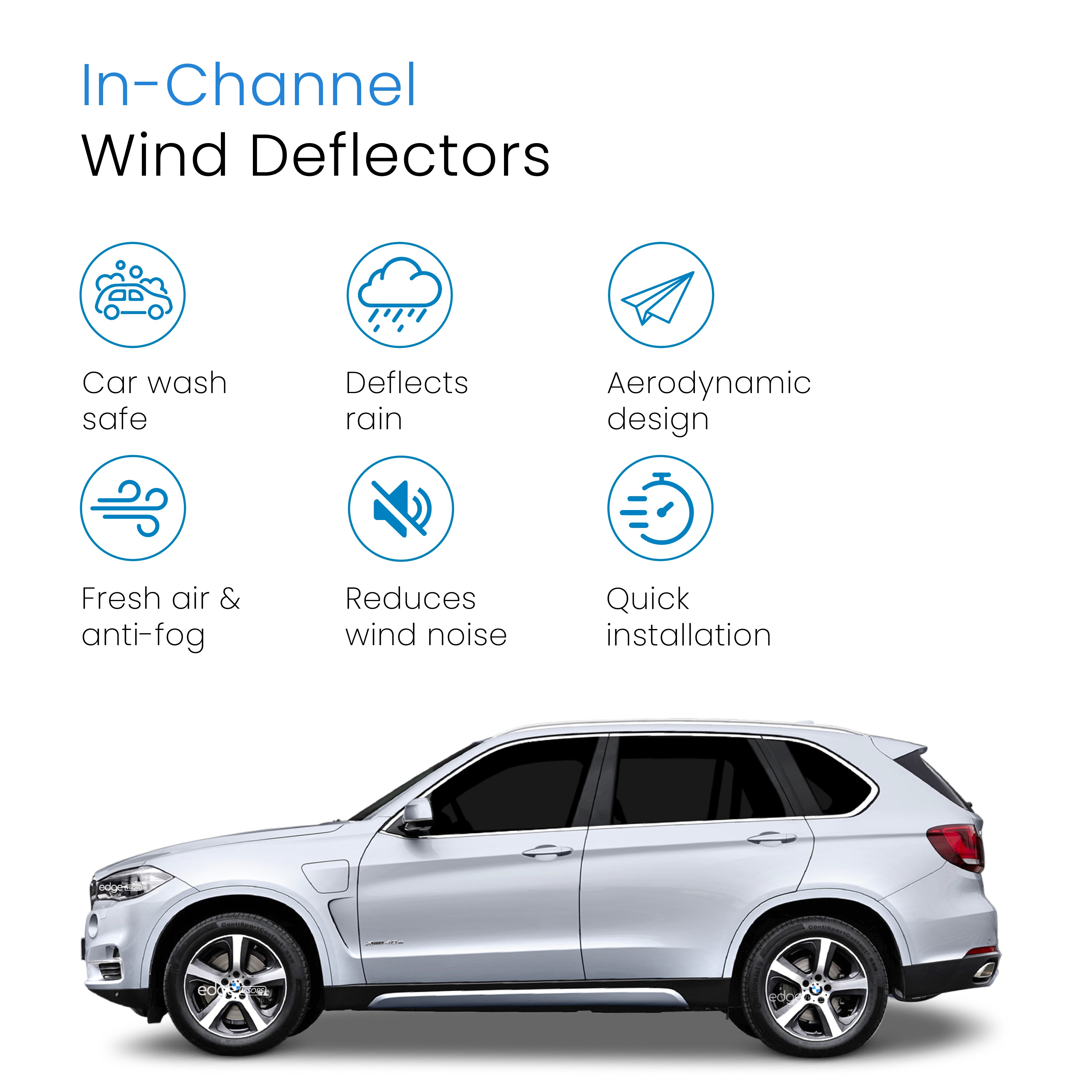 BMW X5 F15 MK3 2013-2018 5 Door SUV Wind Deflectors 4pc