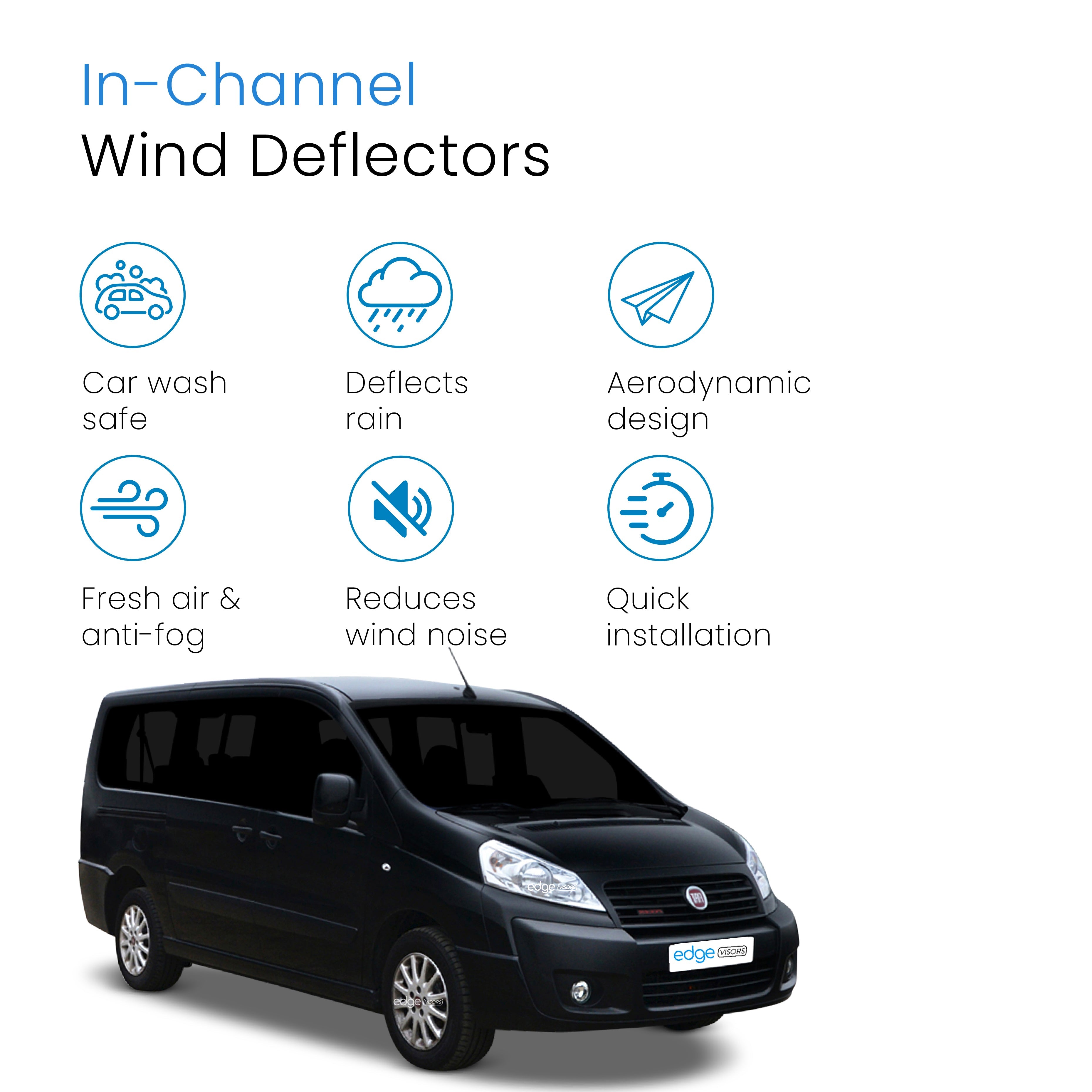 Fiat Scudo MK2 2007-2016 4 Door Van Wind Deflectors 2pc