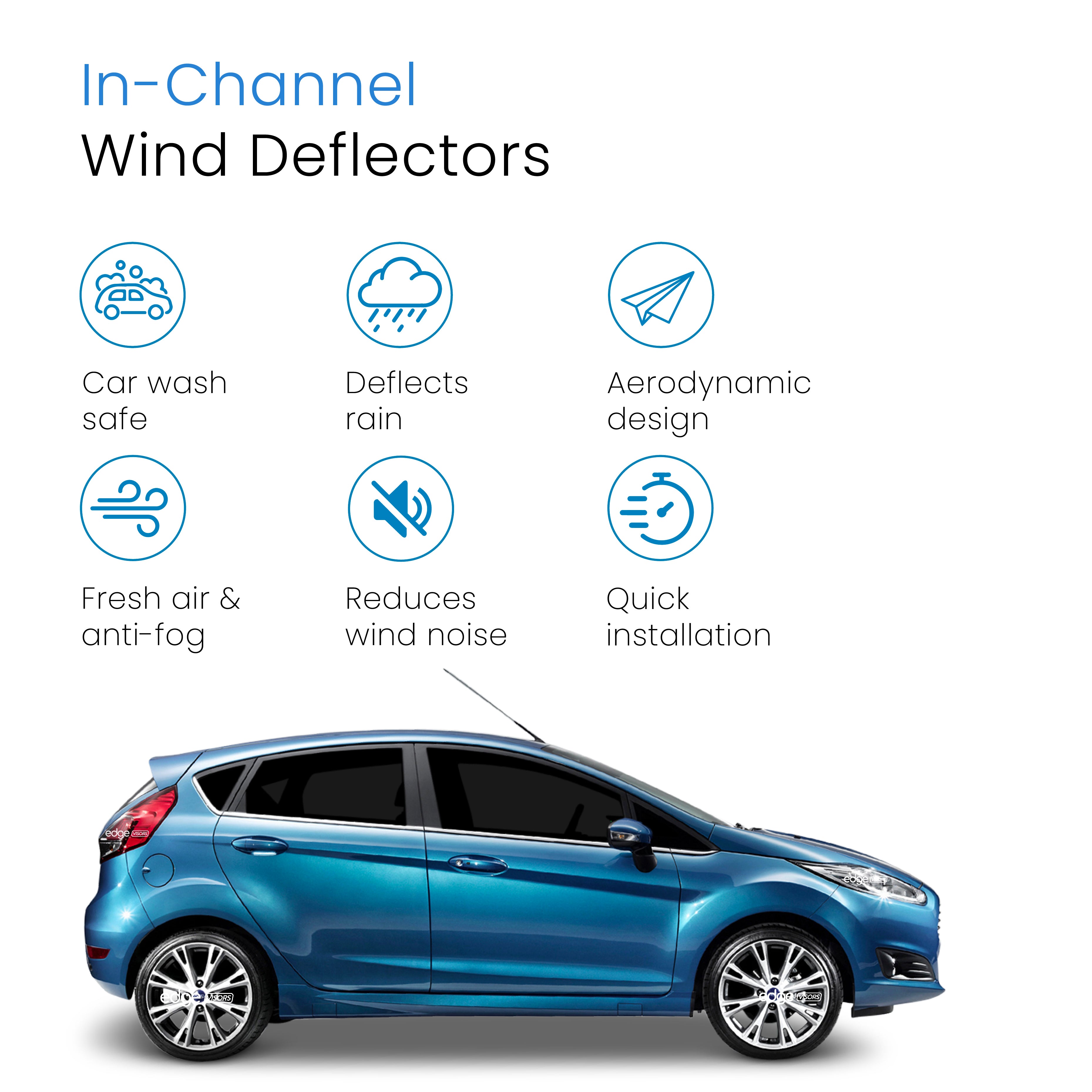 Ford Fiesta MK7 2008-2017 5 Door Hatchback Wind Deflectors 4pc