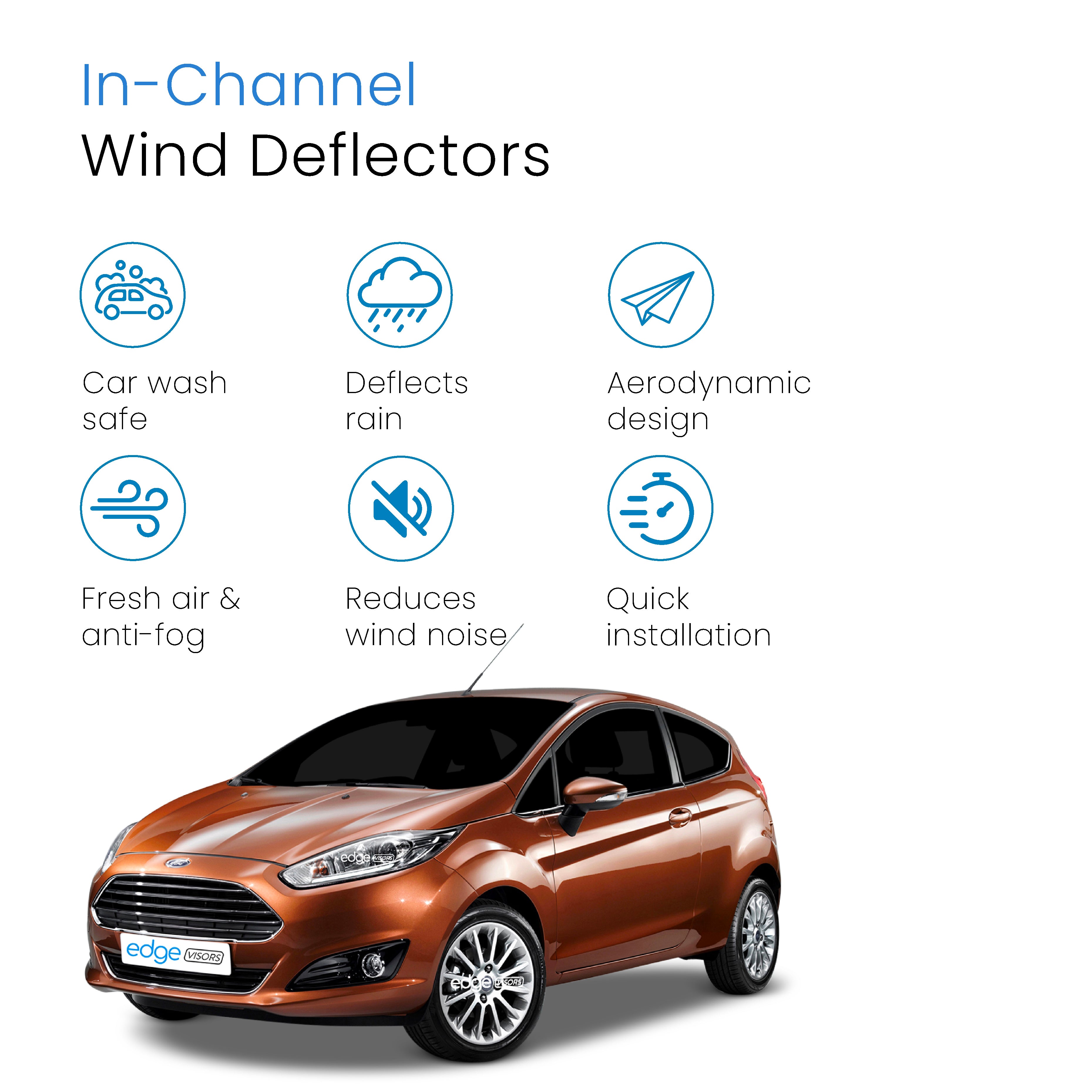 Ford Fiesta MK7 / ST 2008-2017 3 Door Hatchback Wind Deflectors 2pc