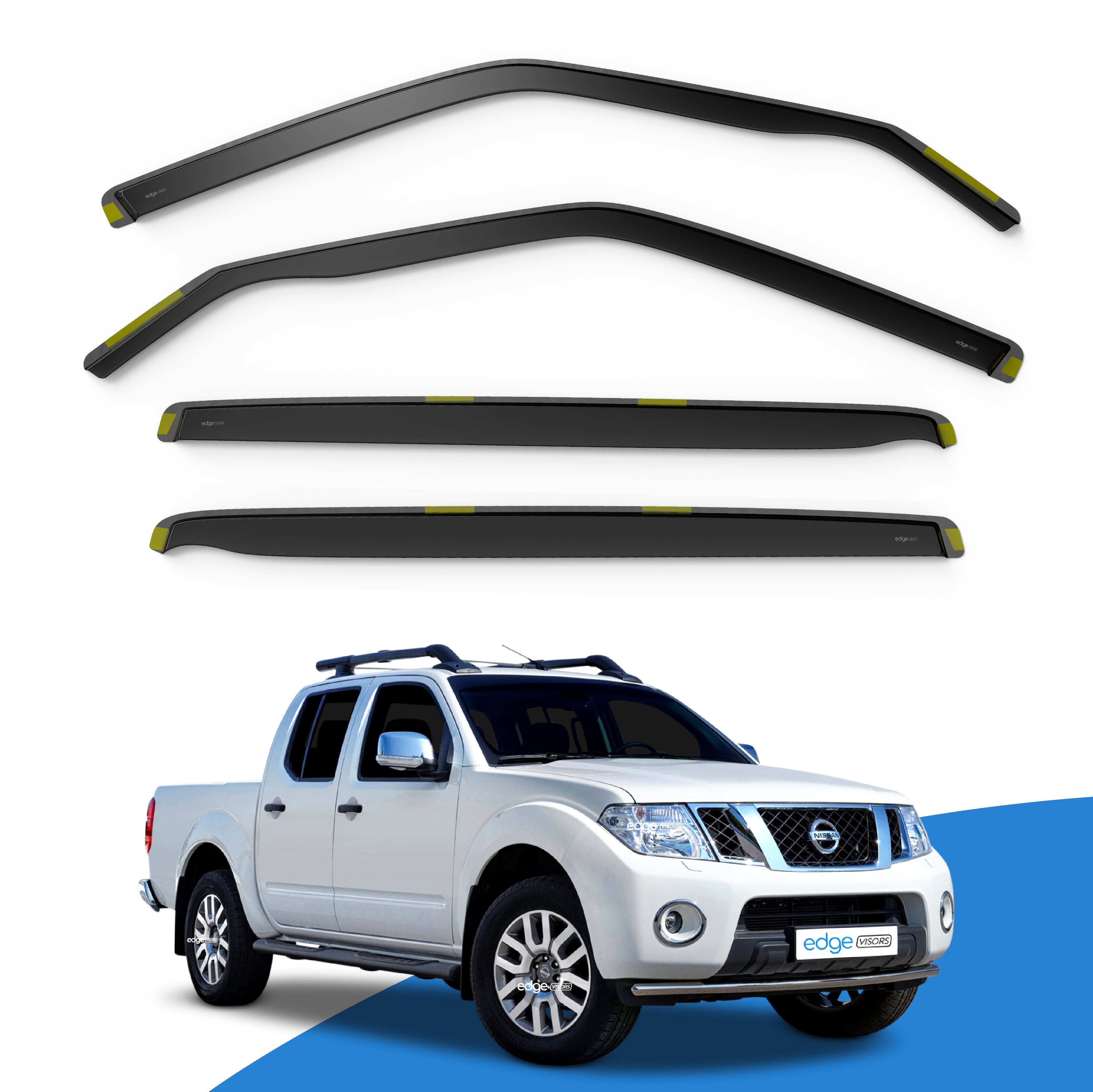 Nissan Navara MK2 D40 2005-2015 4 Door Truck Wind Deflectors 4pc