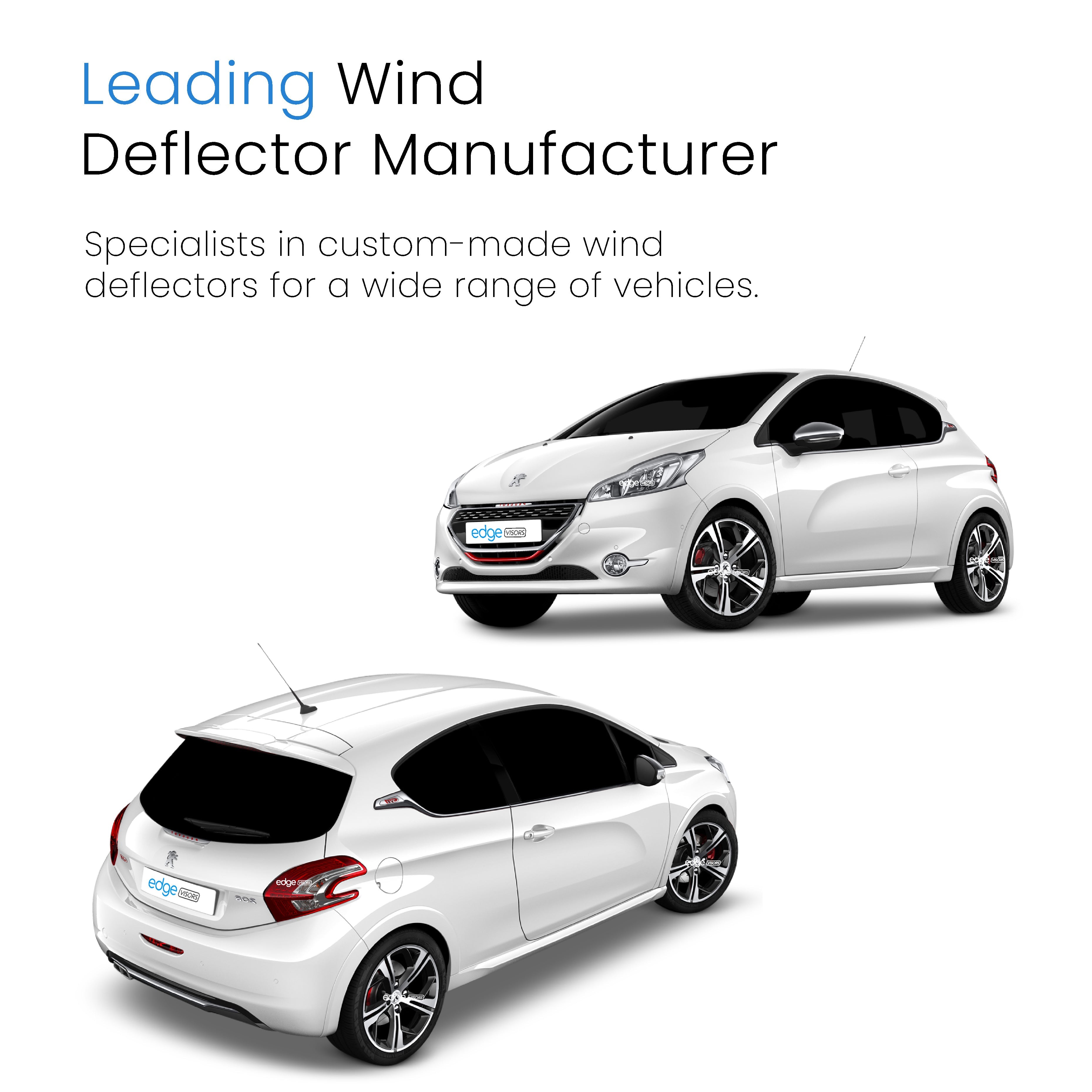 Peugeot 208 MK1 2012-2019 3 Door Hatchback Wind Deflectors 2pc