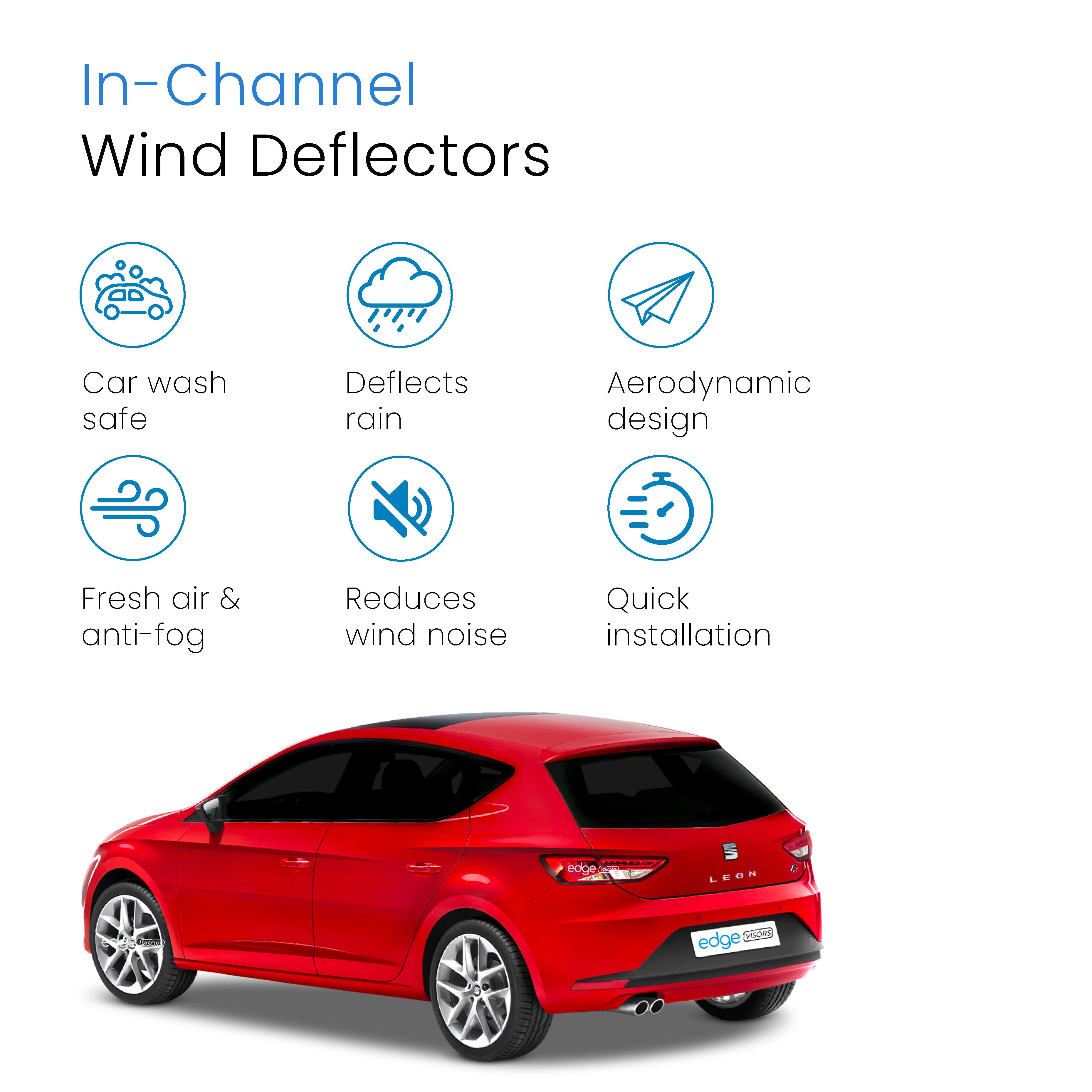 Seat Leon Cupra MK3 2013-2020 5 Door Hatchback Wind Deflectors 4pc