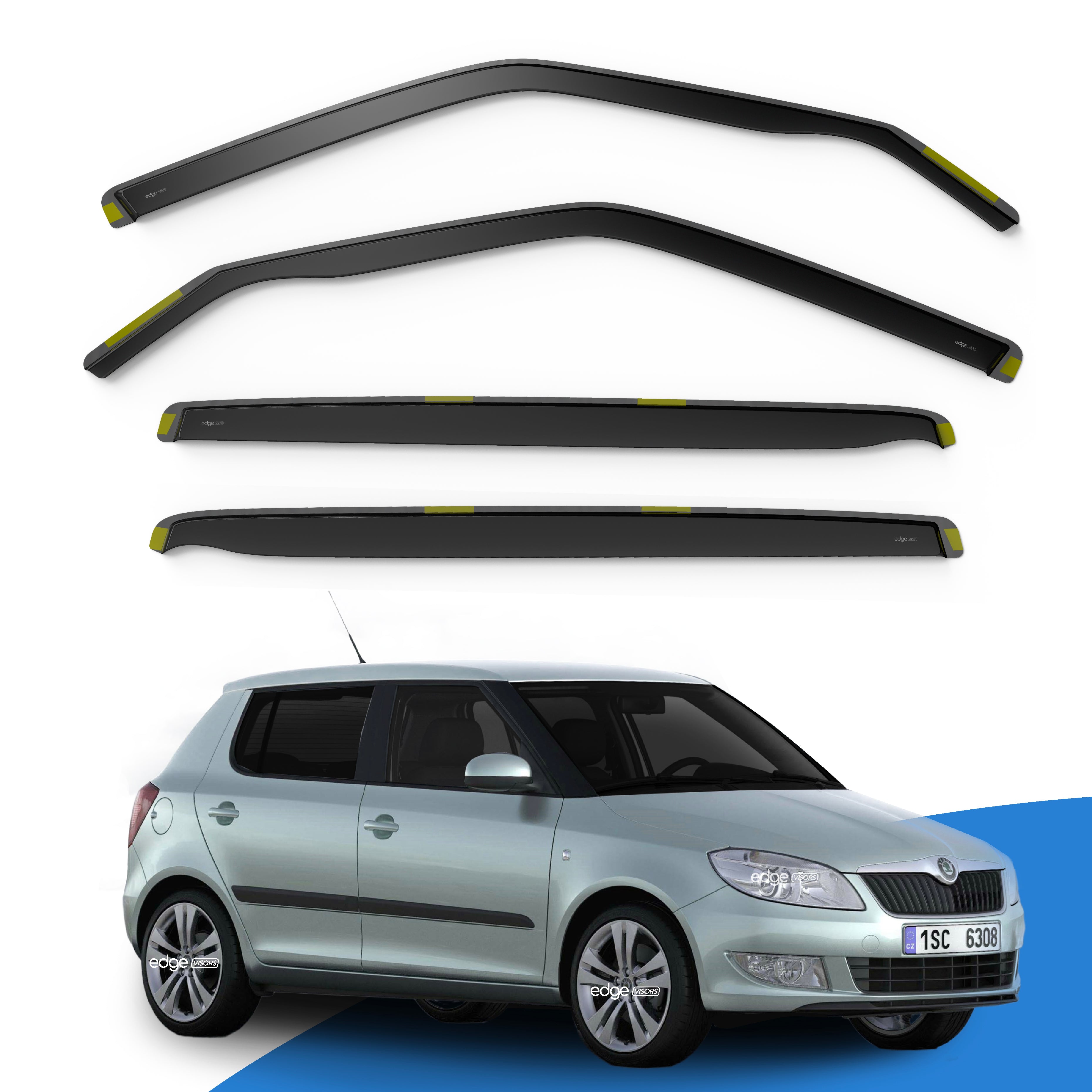 Skoda Fabia MK2 2007-2014 5 Door Hatchback Wind Deflectors 4pc