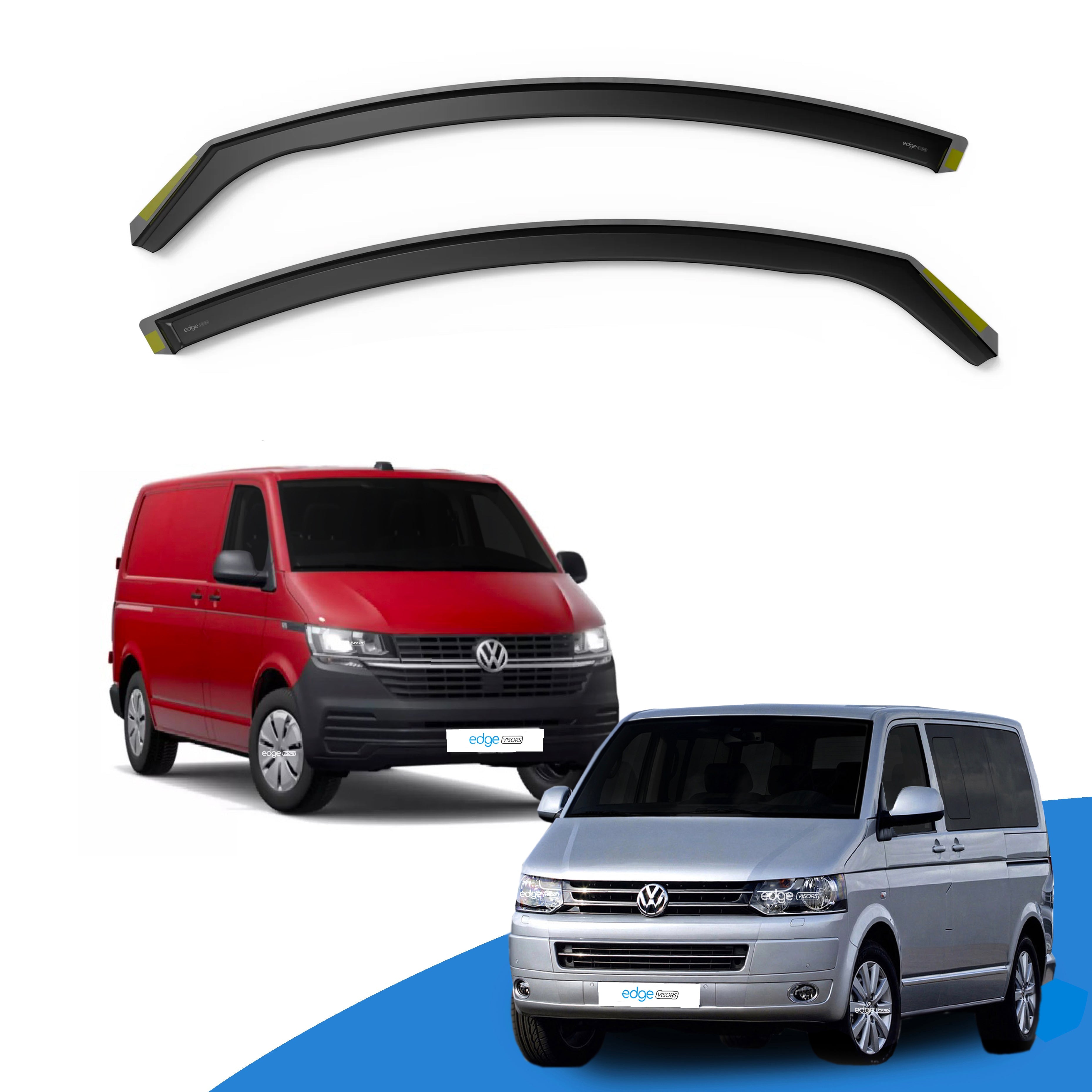 VW Transporter T5 T6 T6.1 2003-2024 2 Door Van Wind Deflectors 2pc
