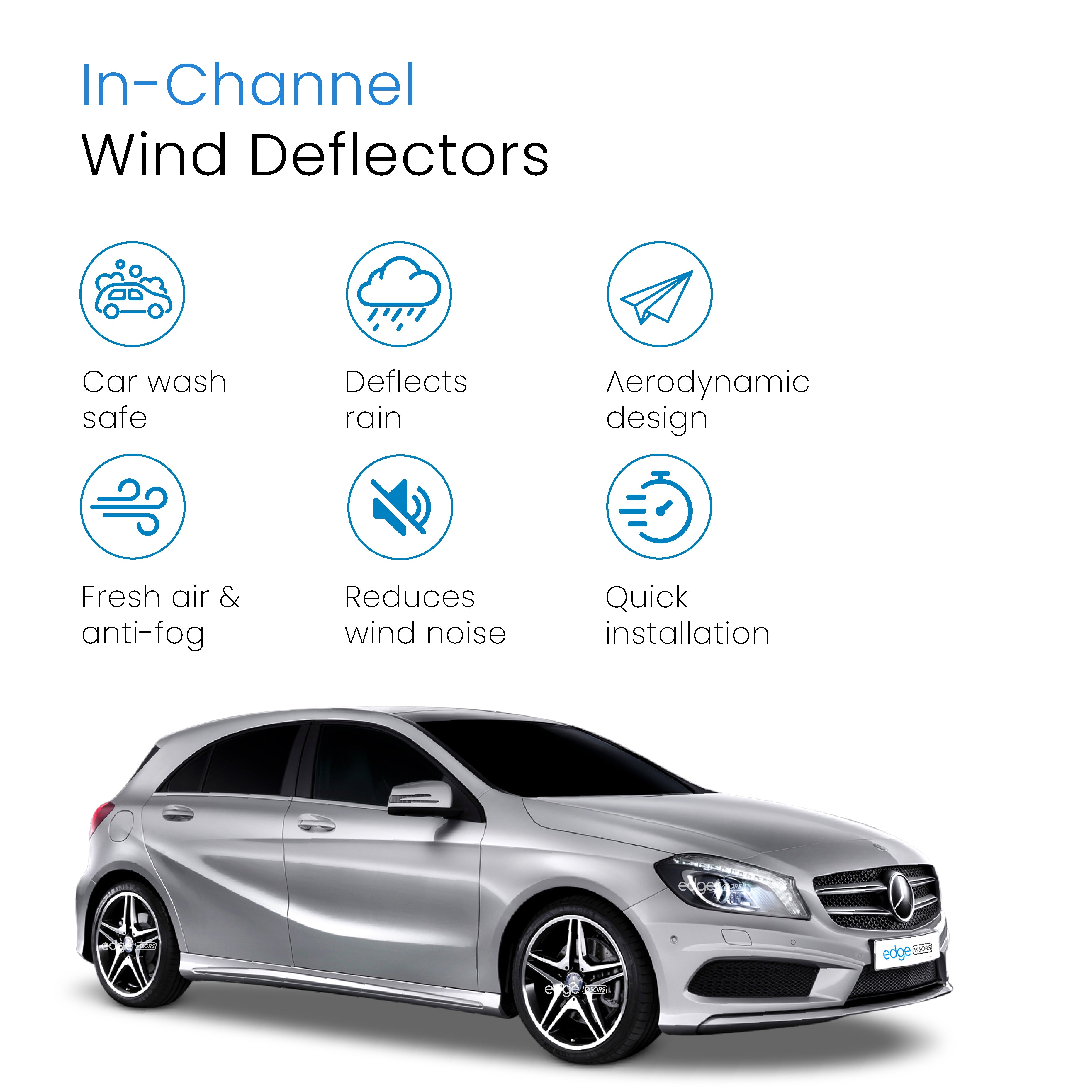 Mercedes A-Class W176 2012-2018 5 Door Hatchback Wind Deflectors 4pc