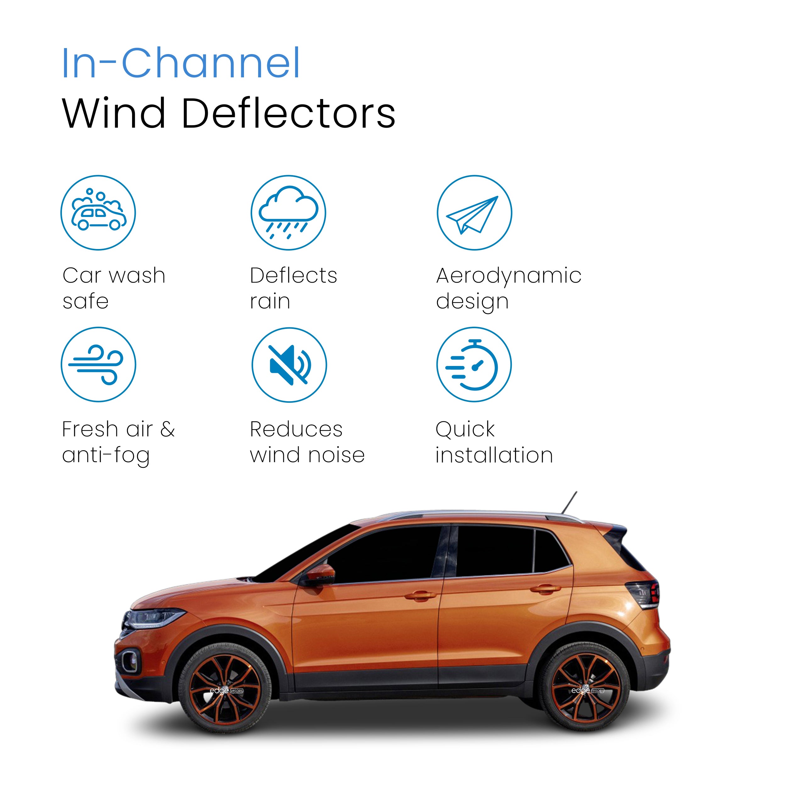 VW T-Cross 2019-onwards 5 Door SUV Wind Deflectors 4pc