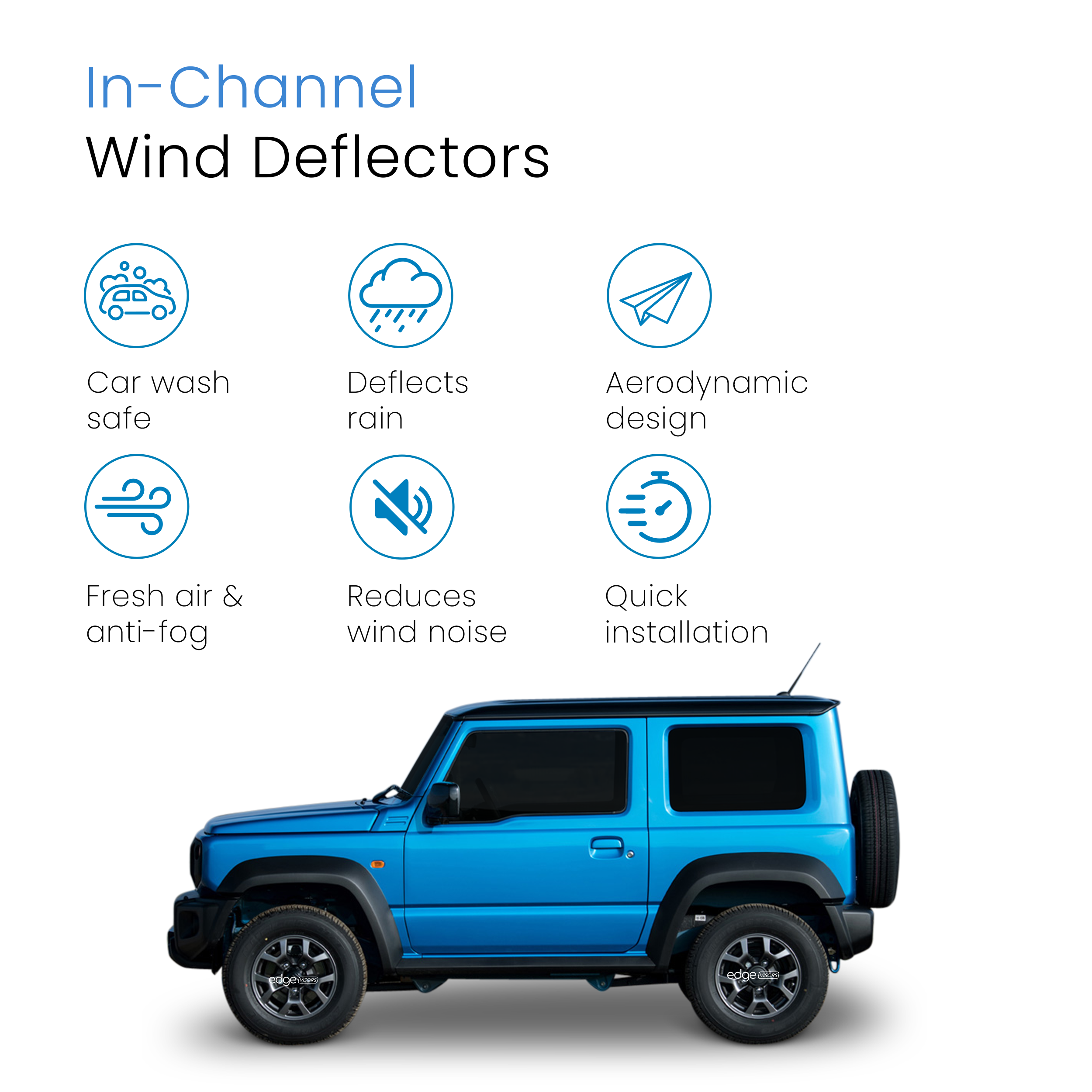 Suzuki Jimny MK4 2018-Onwards 2 Door SUV Wind Deflectors 2pc