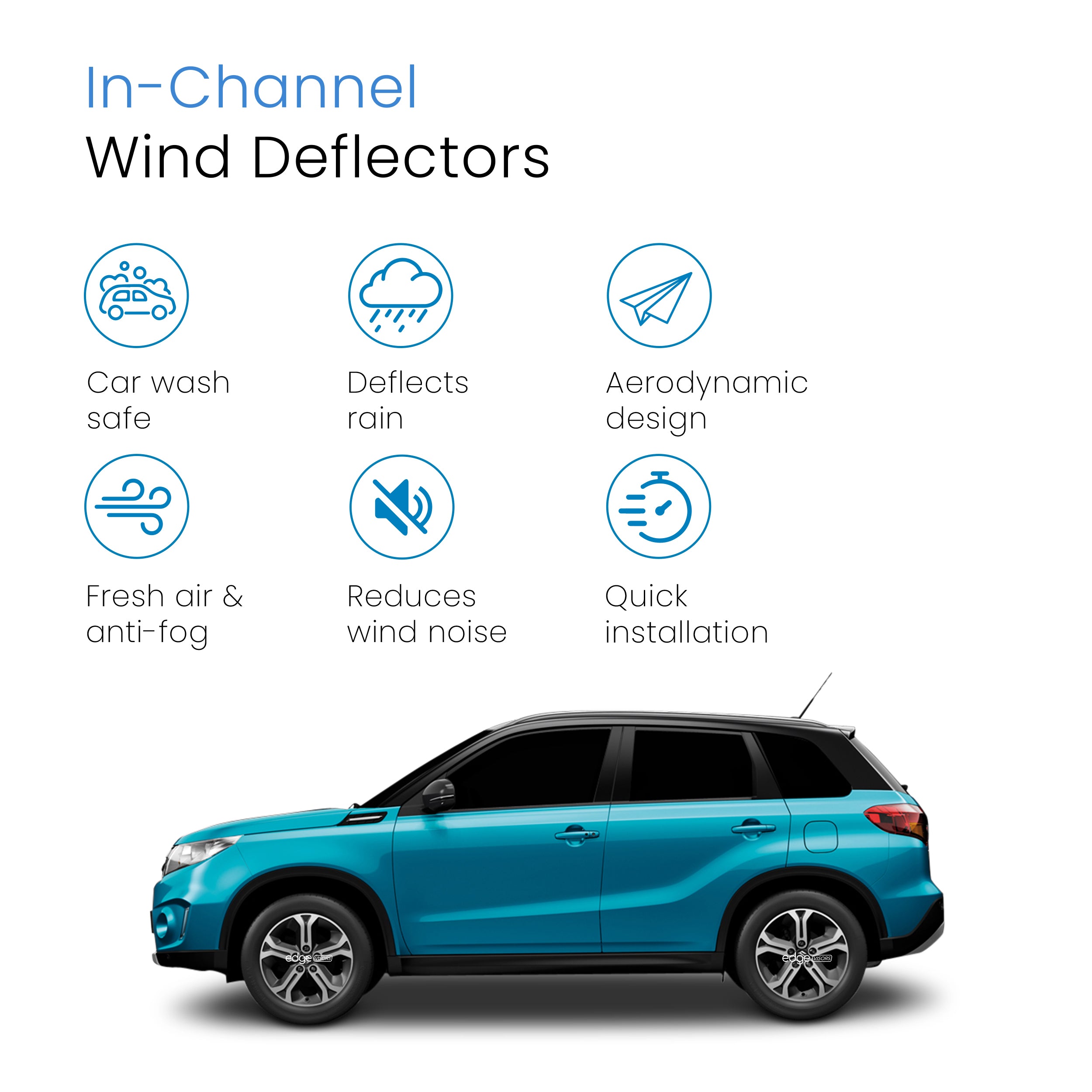 Suzuki Vitara MK2 2014-Onwards 5 Door SUV Wind Deflectors 4pc