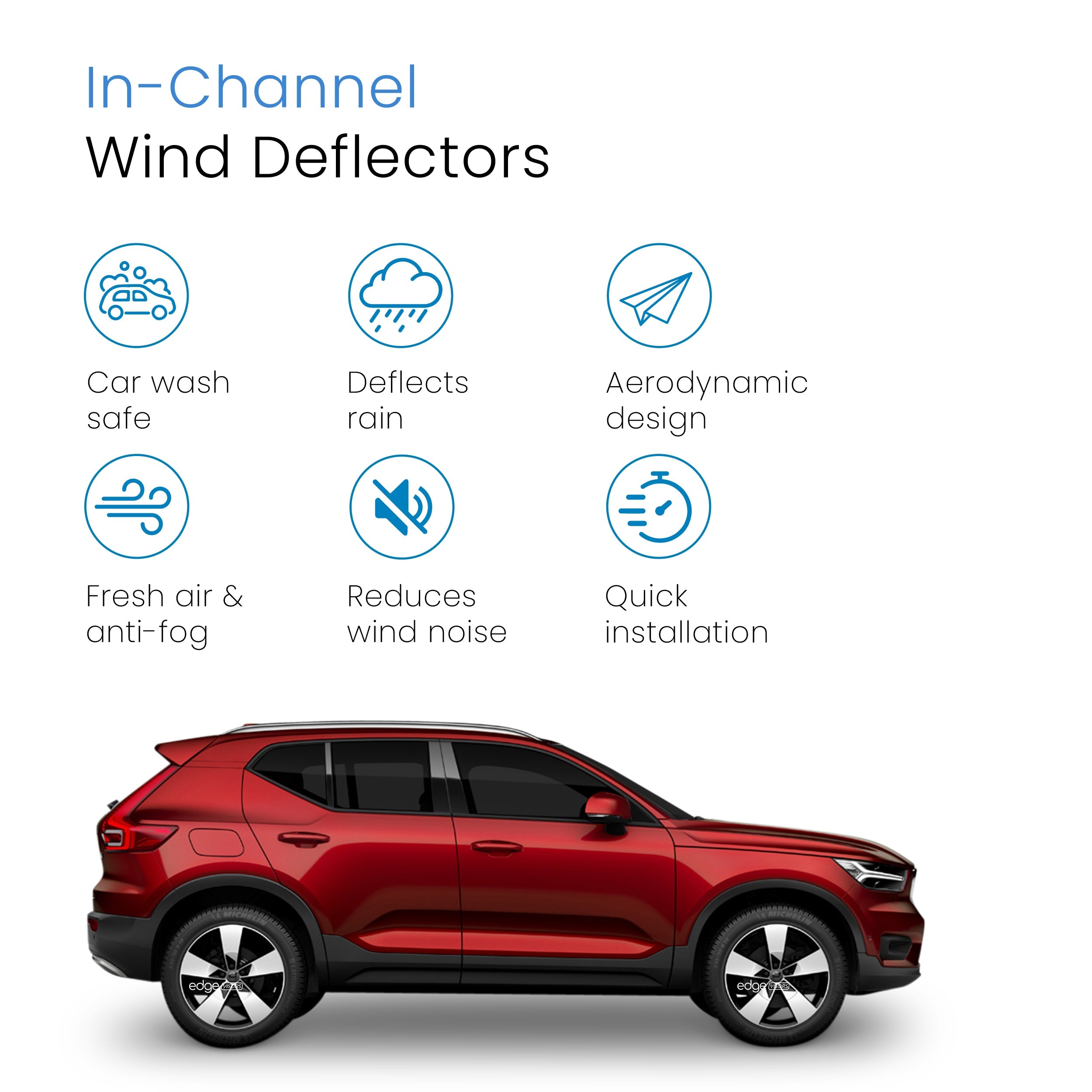 Volvo XC40 MK1 2017-Onwards 5 Door SUV Wind Deflectors 4pc
