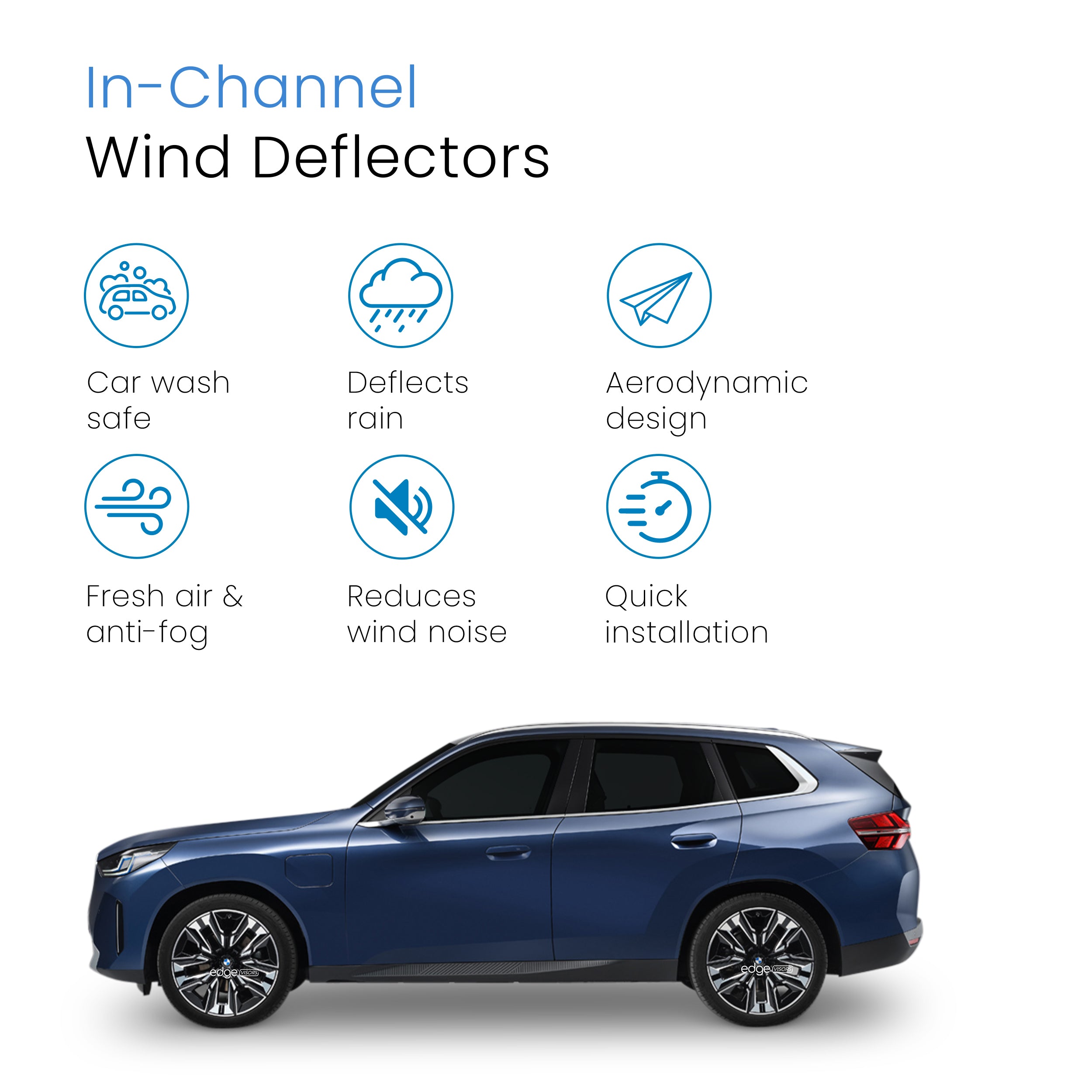 BMW X3 G45 2024-onwards 5 Door SUV Wind Deflectors 4pc Edgevisors Tinted