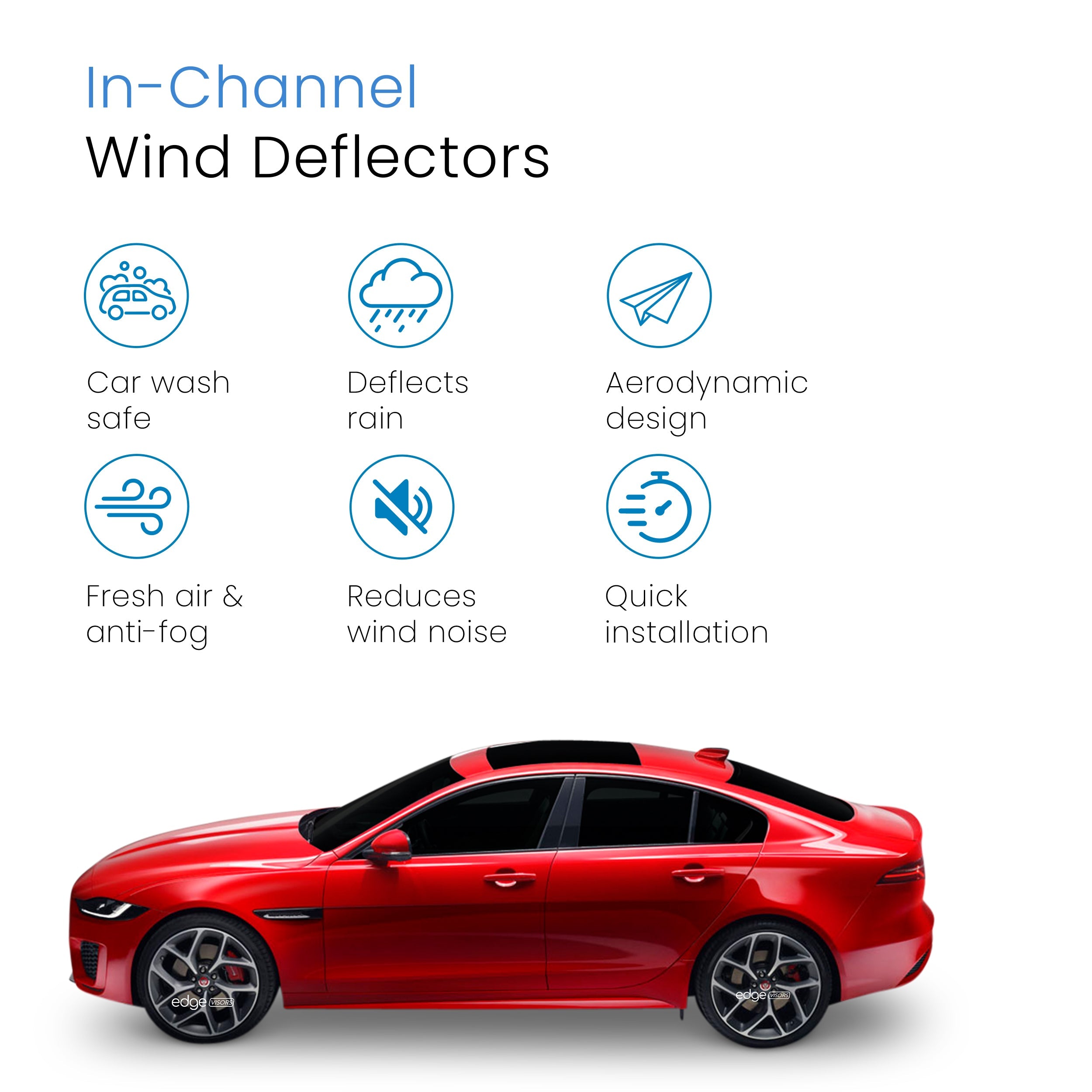 Jaguar XE MK1 2015-2024 4 Door Saloon Wind Deflectors 4pc