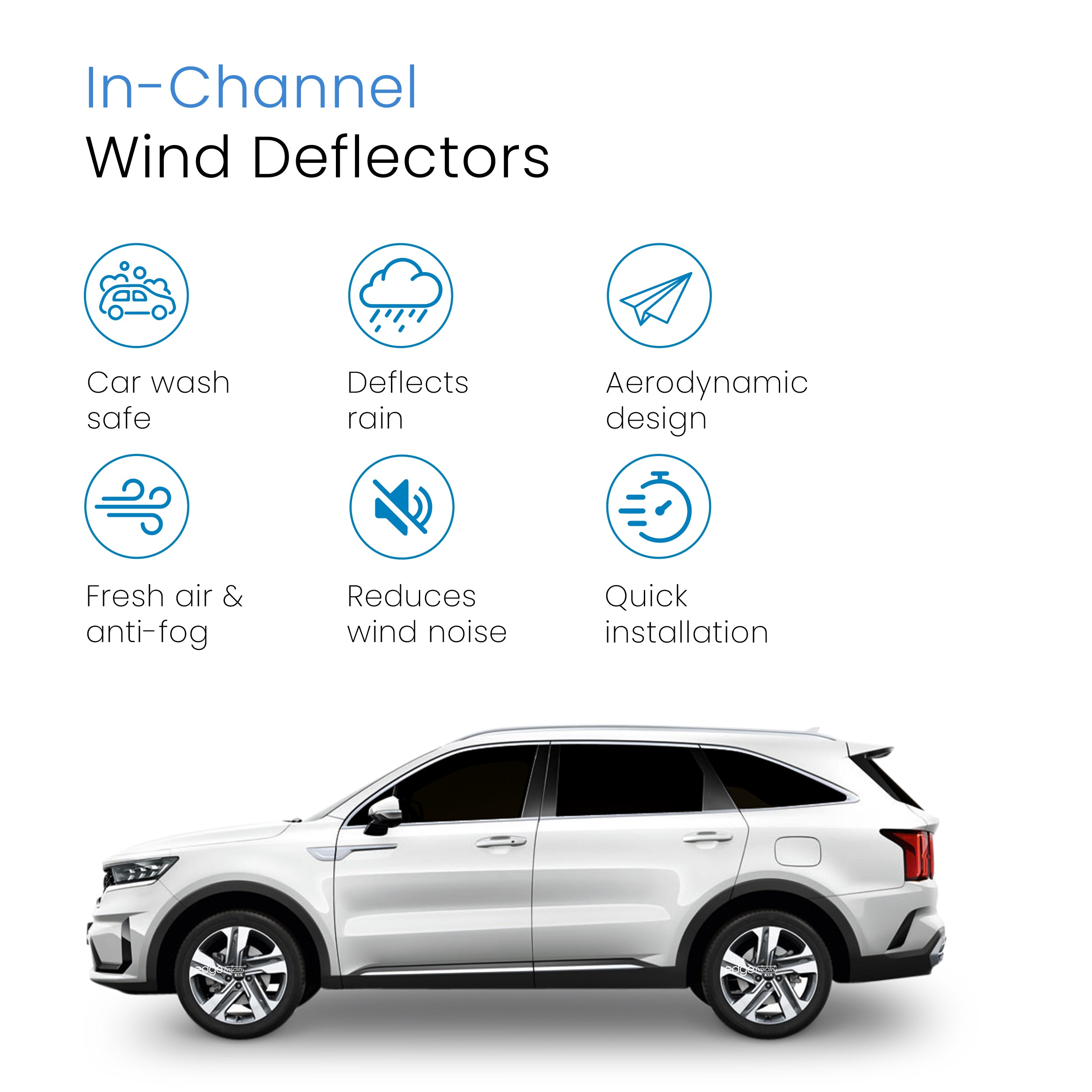 KIA Sorento MK4 2020-onwards 5 Door SUV Wind Deflectors 4pc