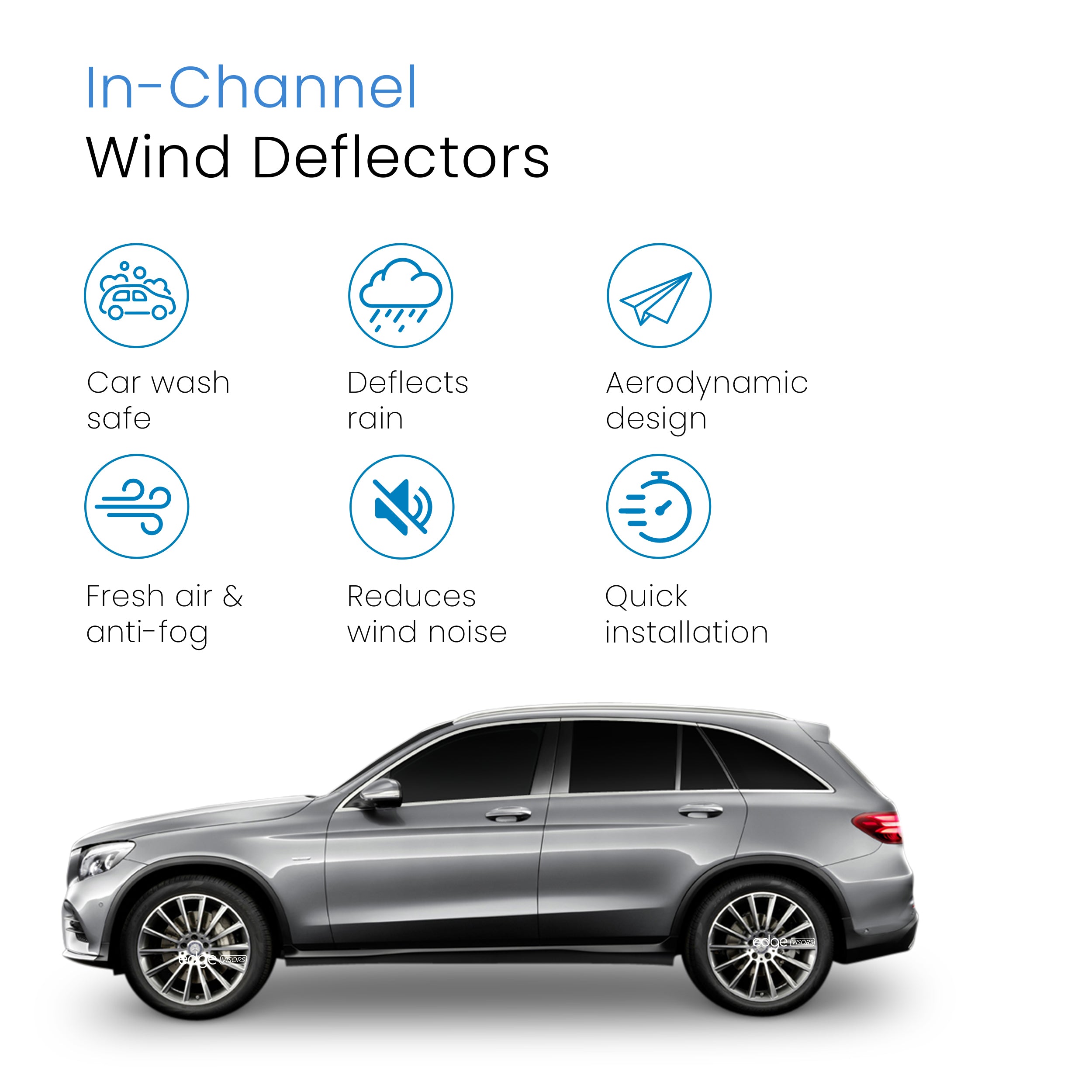 Mercedes GLC MK1 X253 2016-2022 5 Door SUV Wind Deflectors 4pc
