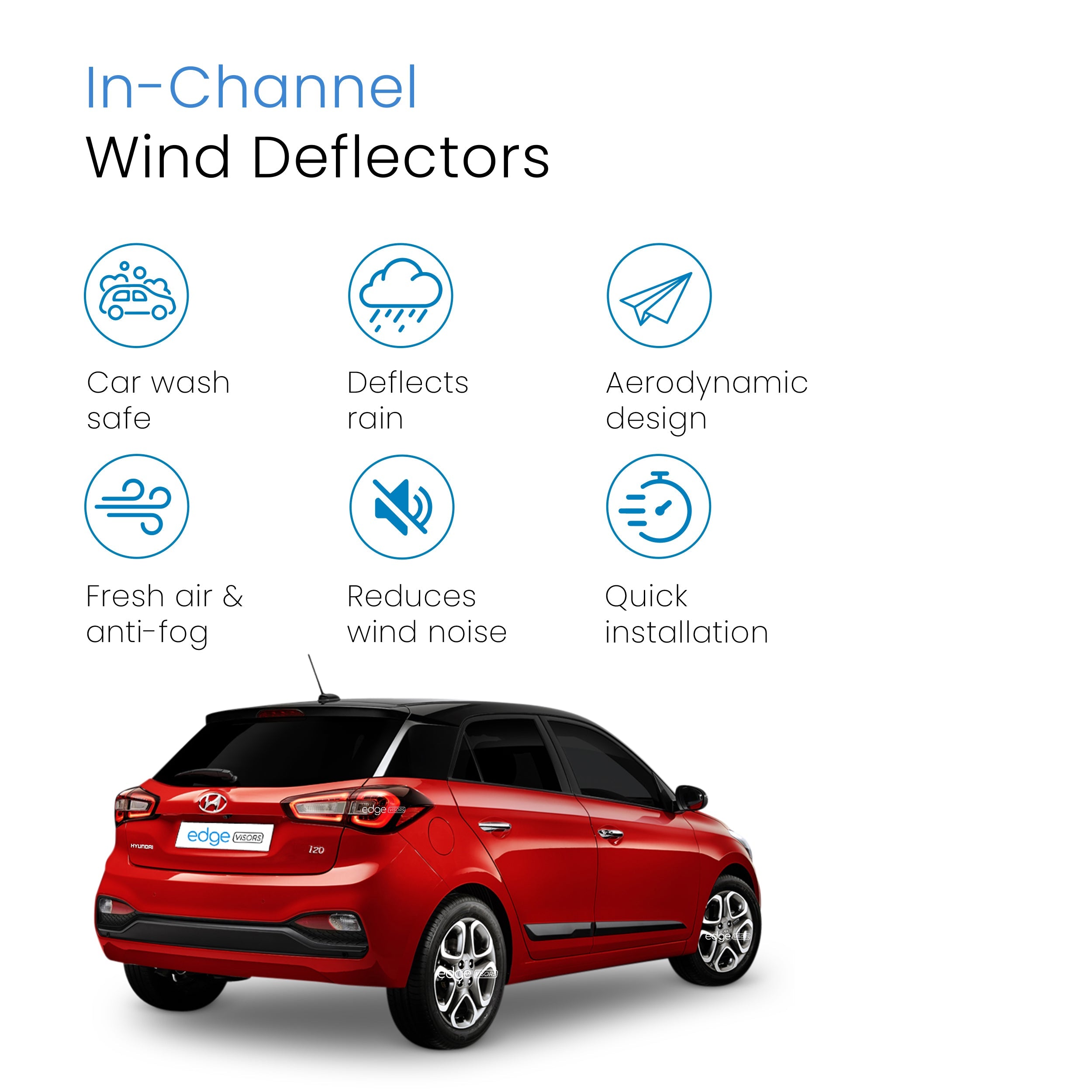 Hyundai i20 MK2 2015-2020 5 Door Hatchback Wind Deflectors 4pc
